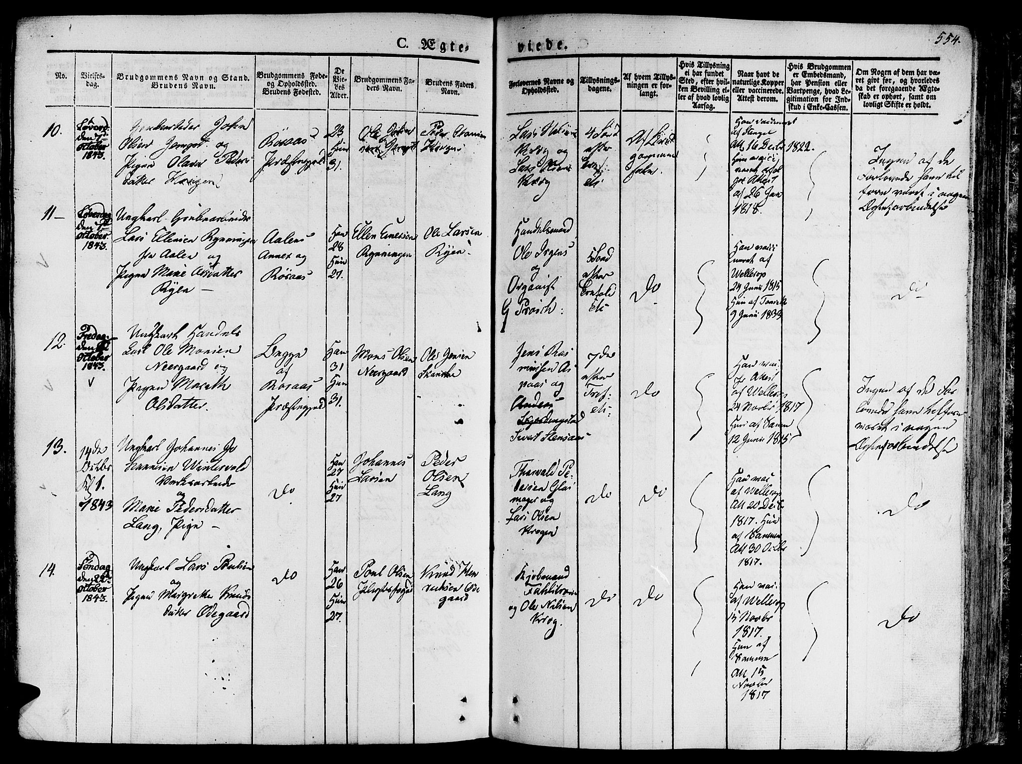 Ministerialprotokoller, klokkerbøker og fødselsregistre - Sør-Trøndelag, AV/SAT-A-1456/681/L0930: Parish register (official) no. 681A08, 1829-1844, p. 554