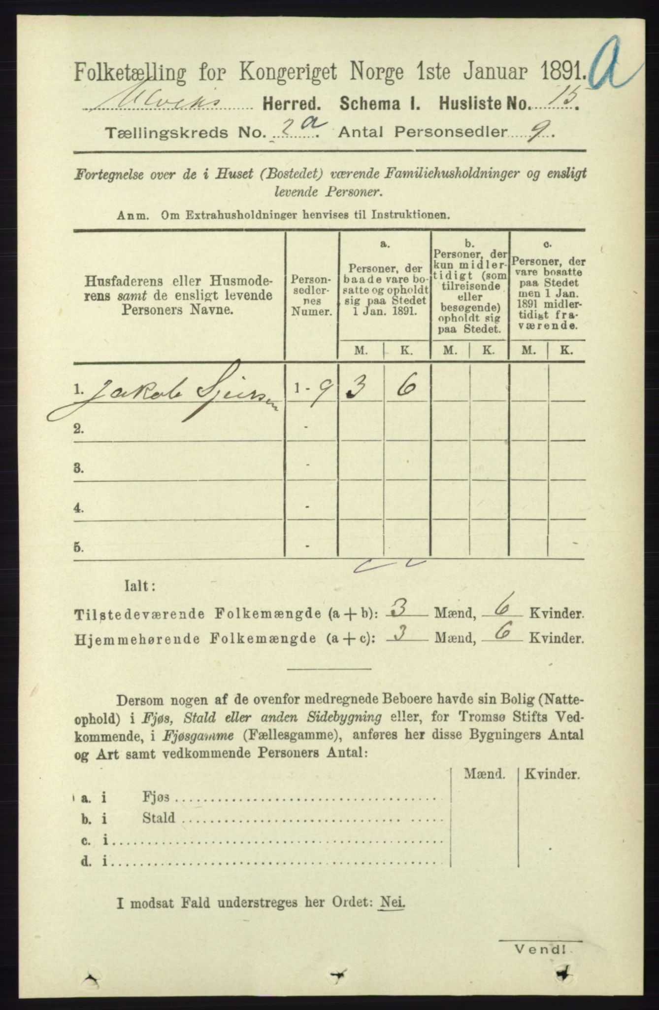 RA, 1891 census for 1233 Ulvik, 1891, p. 228