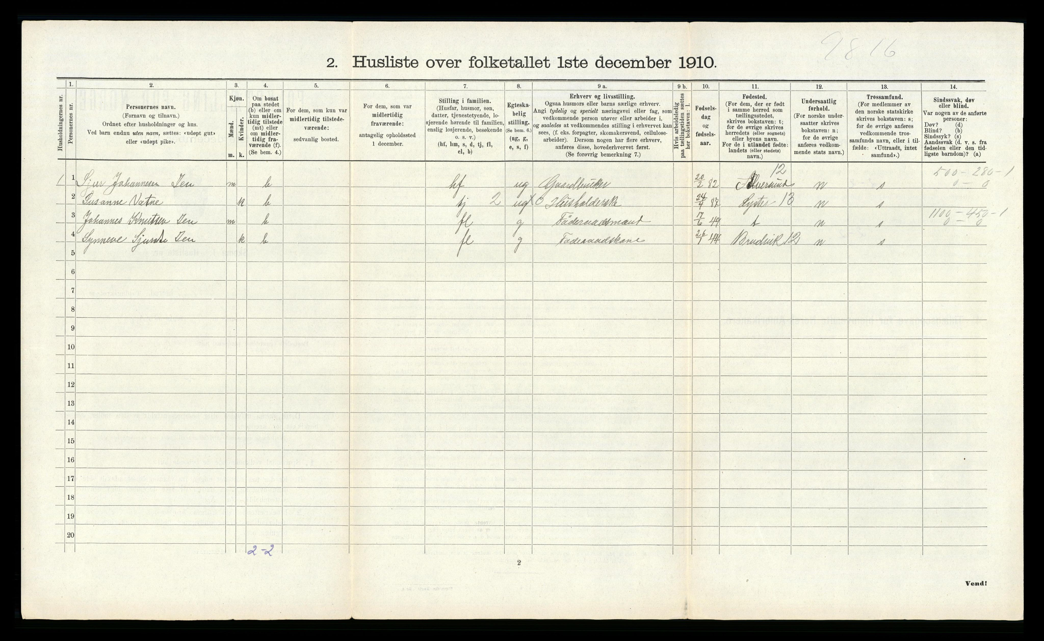 RA, 1910 census for Herdla, 1910, p. 175