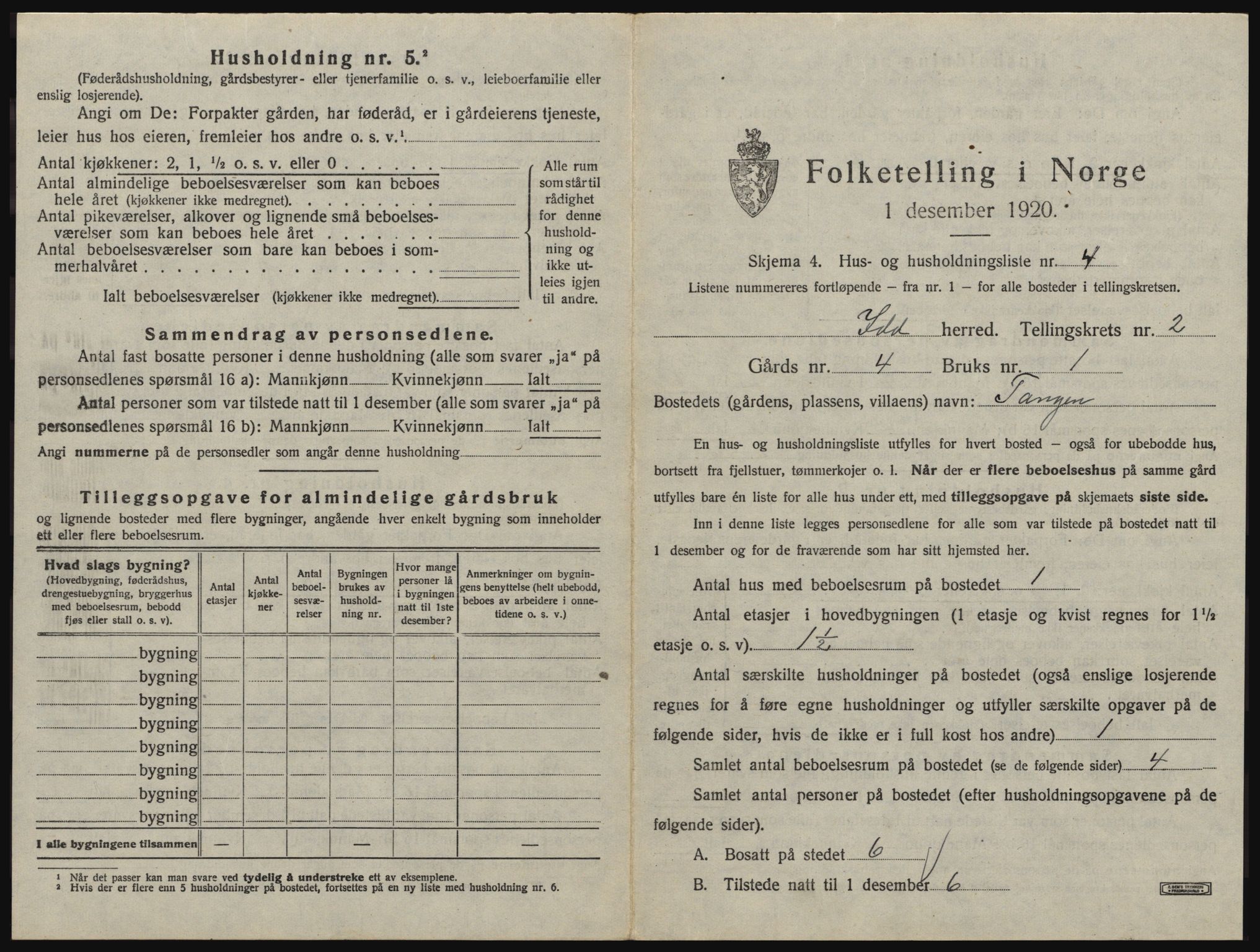 SAO, 1920 census for Idd, 1920, p. 124