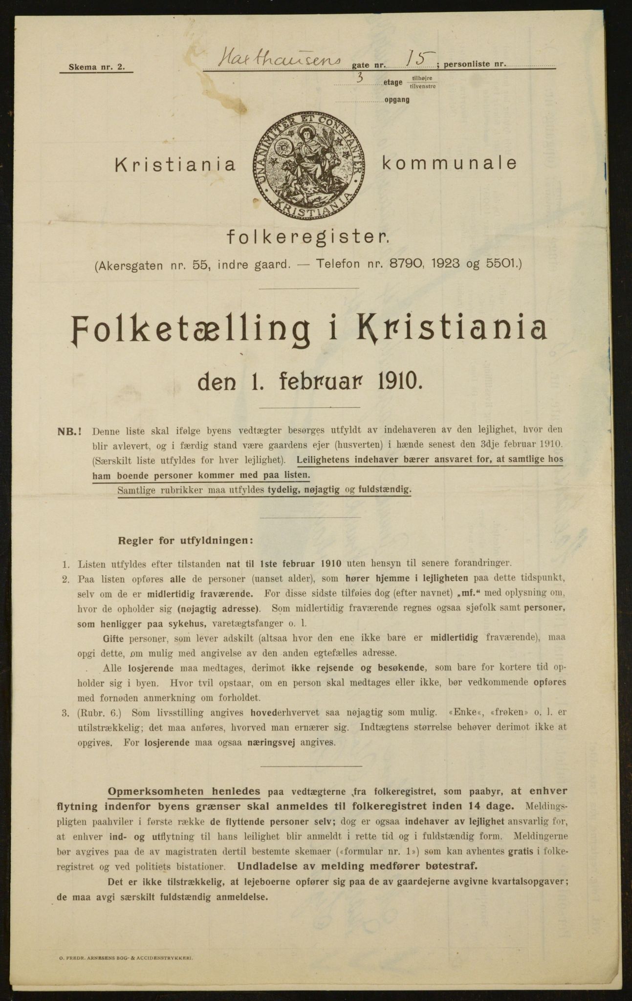 OBA, Municipal Census 1910 for Kristiania, 1910, p. 34543
