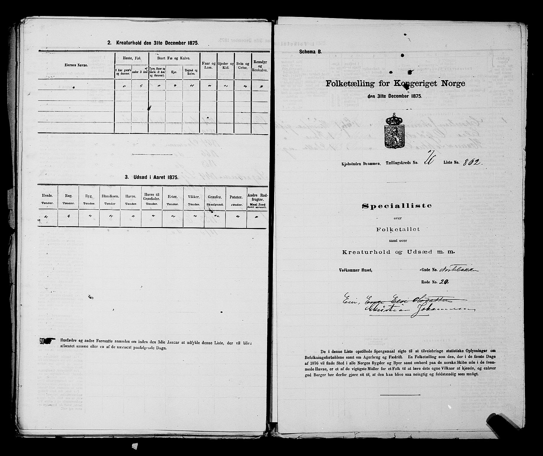 SAKO, 1875 census for 0602 Drammen, 1875, p. 2101