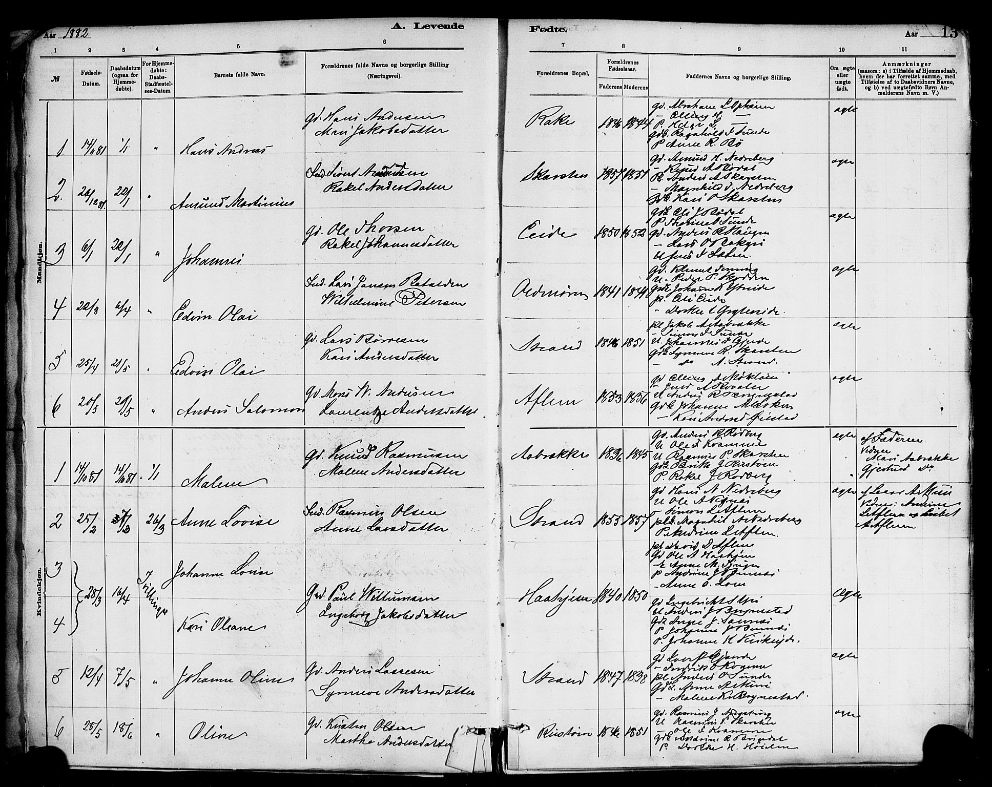 Innvik sokneprestembete, AV/SAB-A-80501: Parish register (official) no. C 1, 1879-1900, p. 13