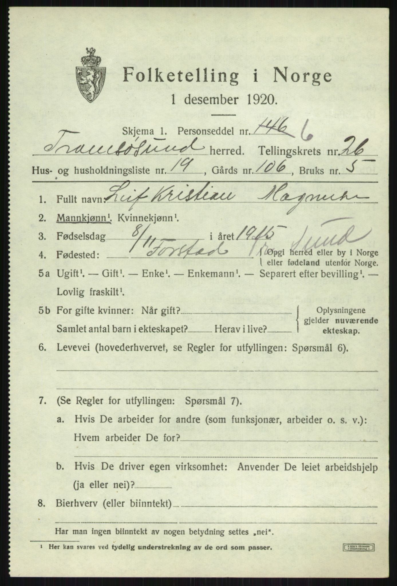 SATØ, 1920 census for Tromsøysund, 1920, p. 12472