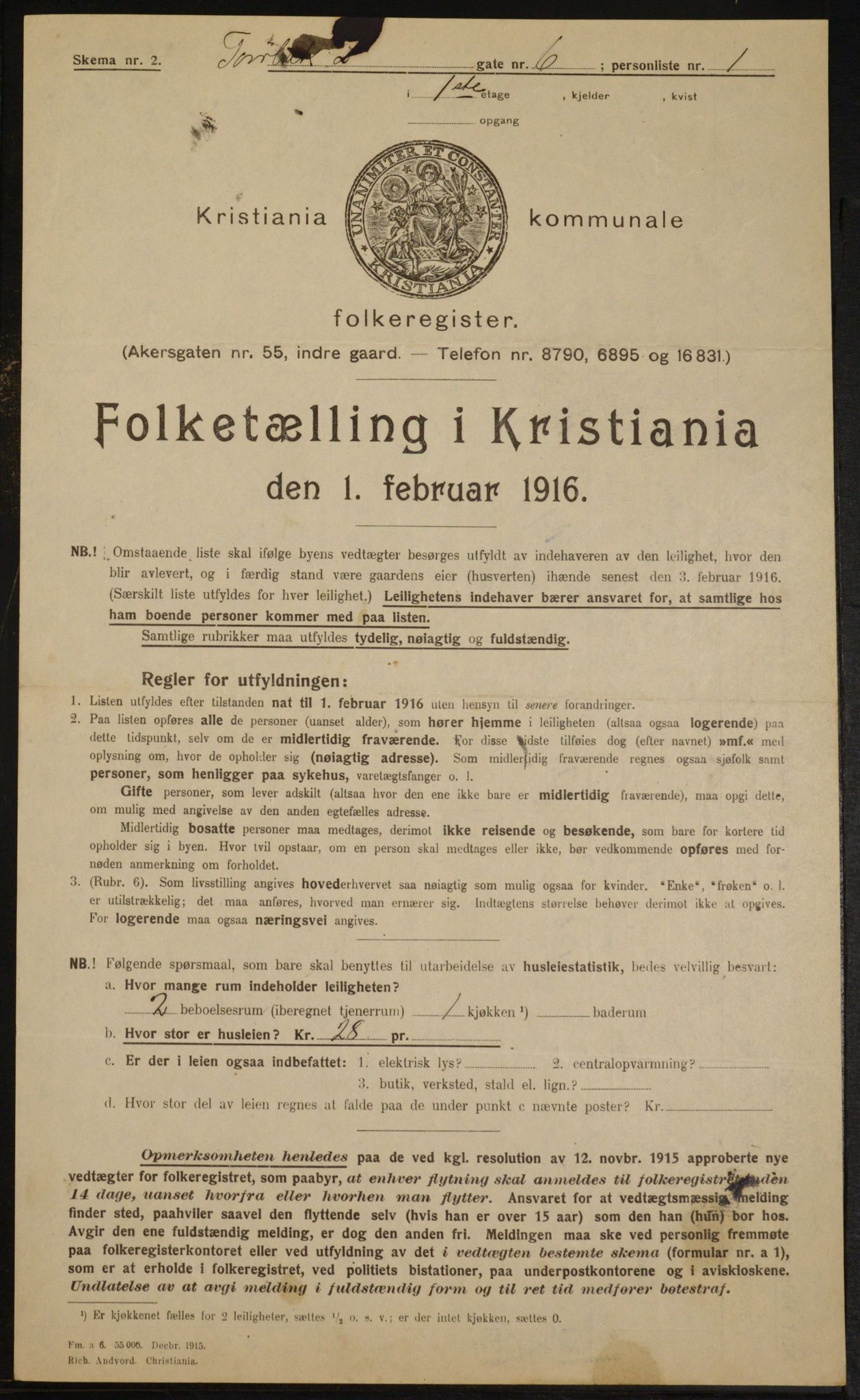 OBA, Municipal Census 1916 for Kristiania, 1916, p. 118344