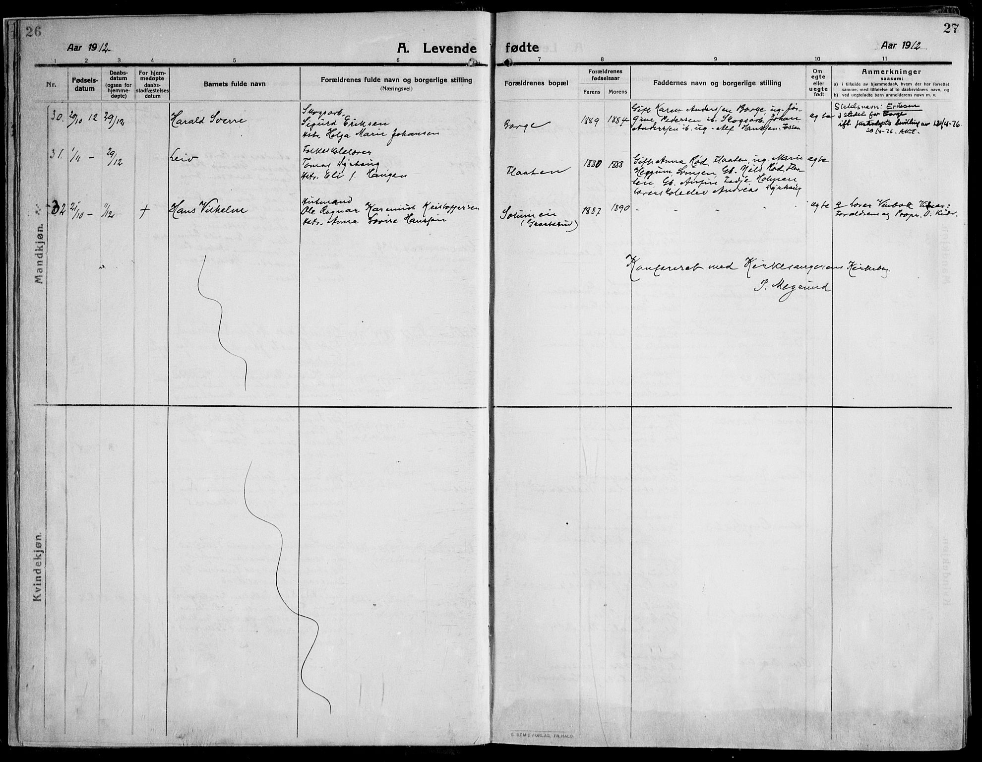 Skoger kirkebøker, AV/SAKO-A-59/F/Fa/L0007: Parish register (official) no. I 7, 1911-1936, p. 26-27