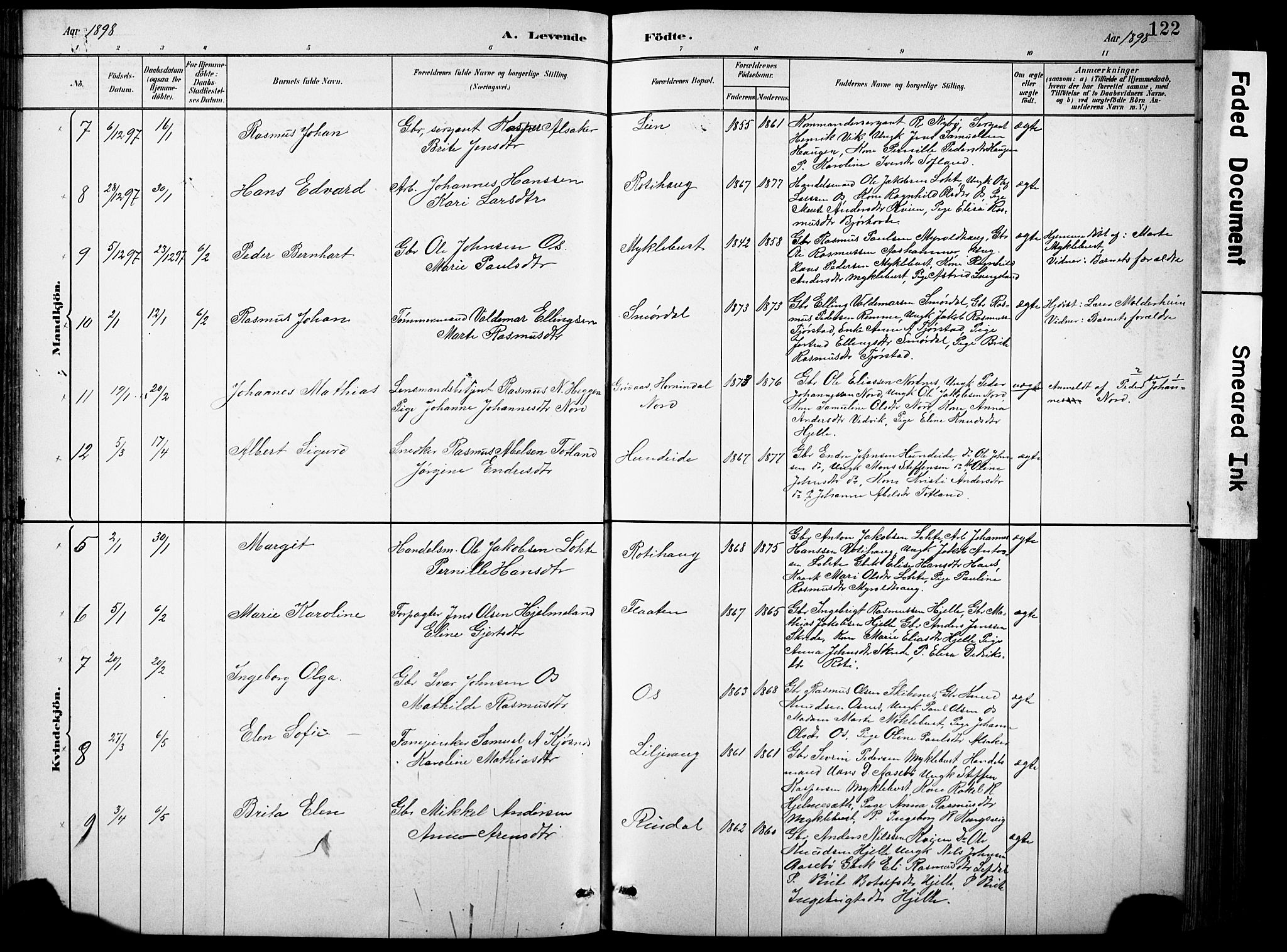 Eid sokneprestembete, SAB/A-82301/H/Hab/Habb/L0002: Parish register (copy) no. B 2, 1882-1907, p. 122