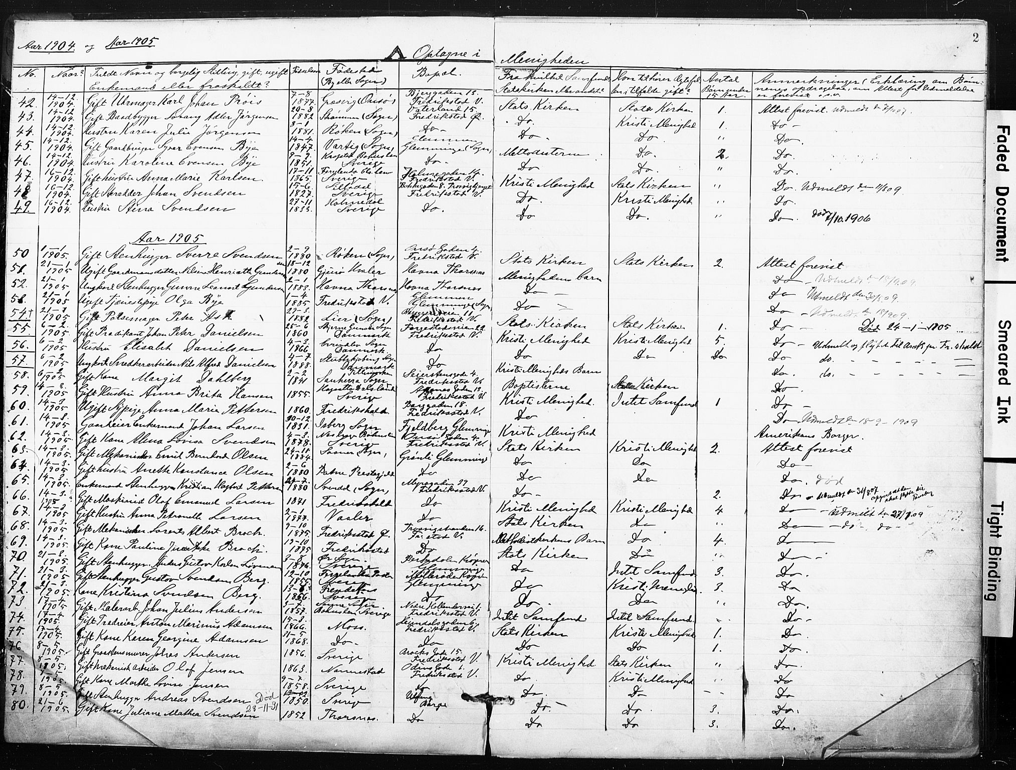 Kristi menighet Fredrikstad , AV/SAO-PAO-0231/A/L0002: Dissenter register no. 2, 1904-1932, p. 2