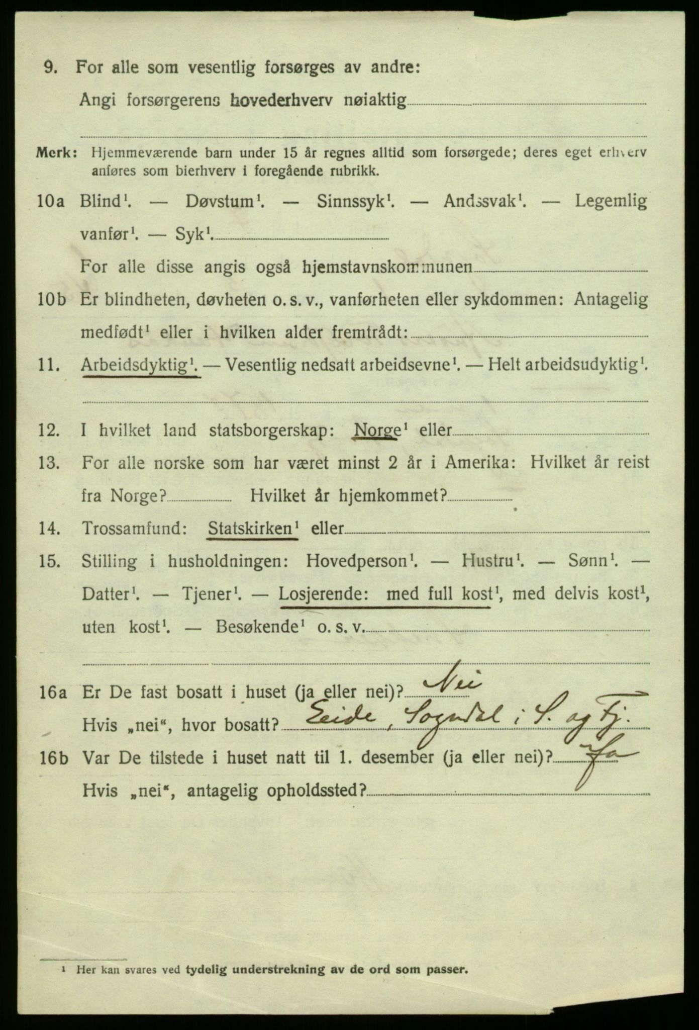 SAB, 1920 census for Sogndal, 1920, p. 1316