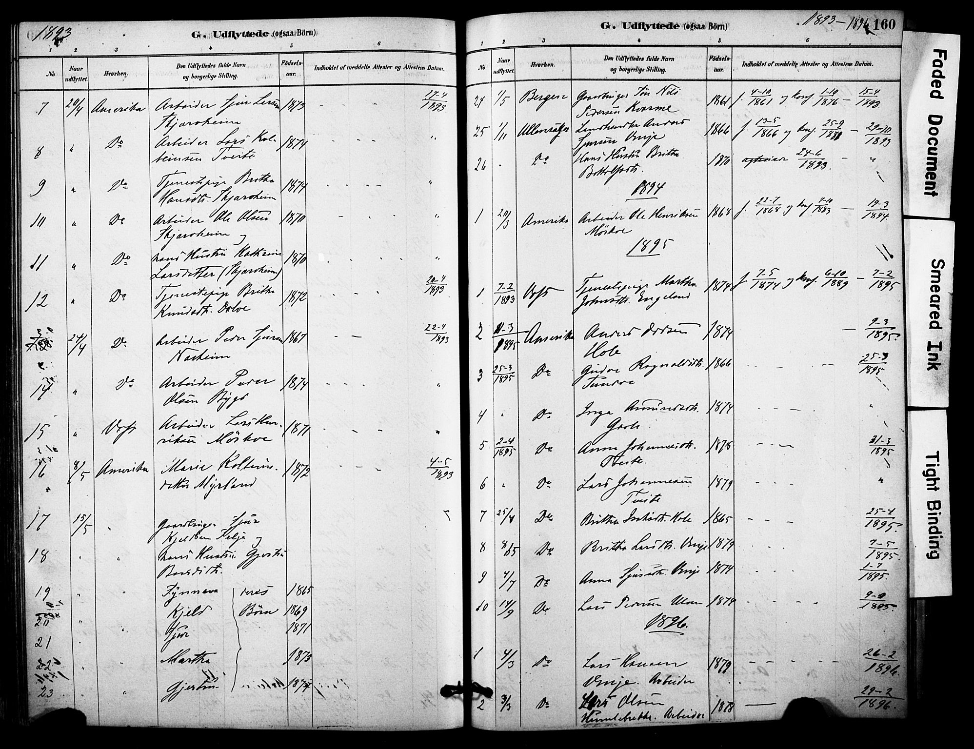 Vossestrand Sokneprestembete, SAB/A-79101/H/Haa: Parish register (official) no. C 1, 1878-1903, p. 160