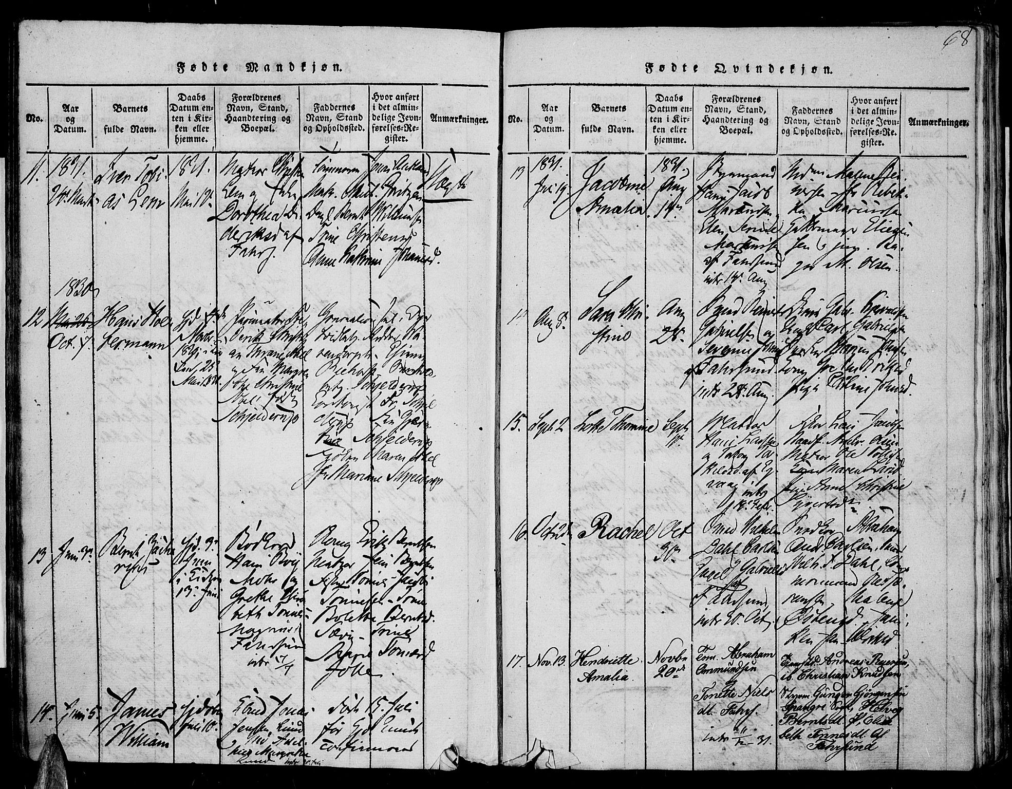 Farsund sokneprestkontor, SAK/1111-0009/F/Fa/L0002: Parish register (official) no. A 2, 1815-1836, p. 68