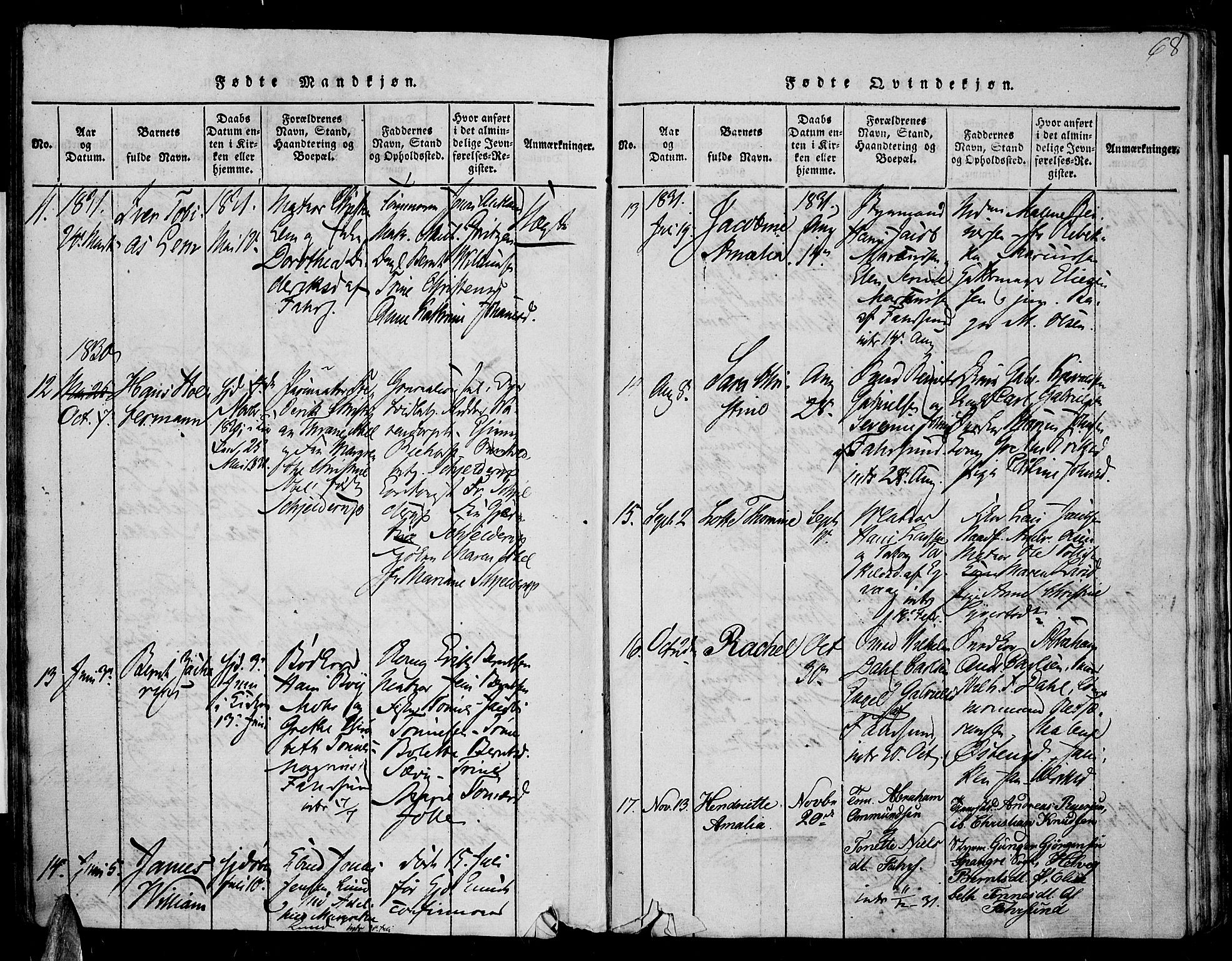 Farsund sokneprestkontor, AV/SAK-1111-0009/F/Fa/L0002: Parish register (official) no. A 2, 1815-1836, p. 68