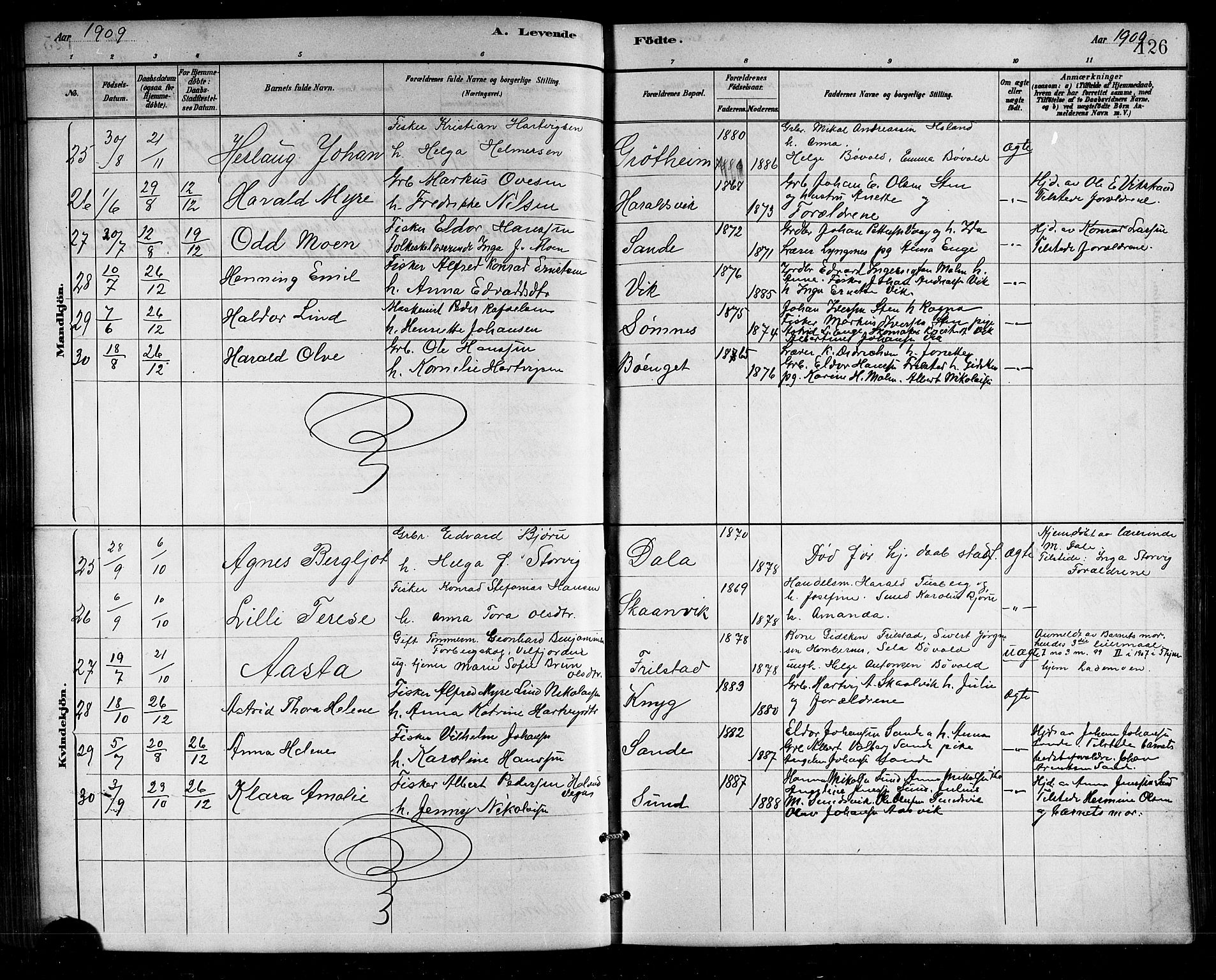 Ministerialprotokoller, klokkerbøker og fødselsregistre - Nordland, SAT/A-1459/812/L0188: Parish register (copy) no. 812C06, 1884-1912, p. 126