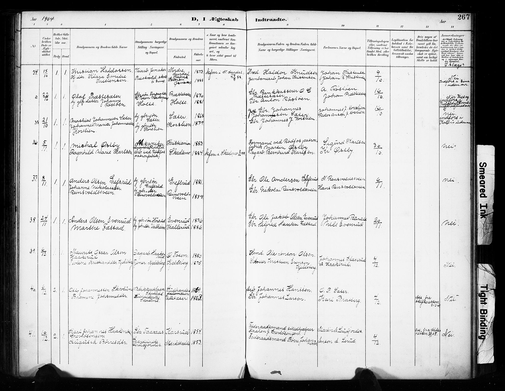 Vestre Toten prestekontor, SAH/PREST-108/H/Ha/Haa/L0011: Parish register (official) no. 11, 1895-1906, p. 267