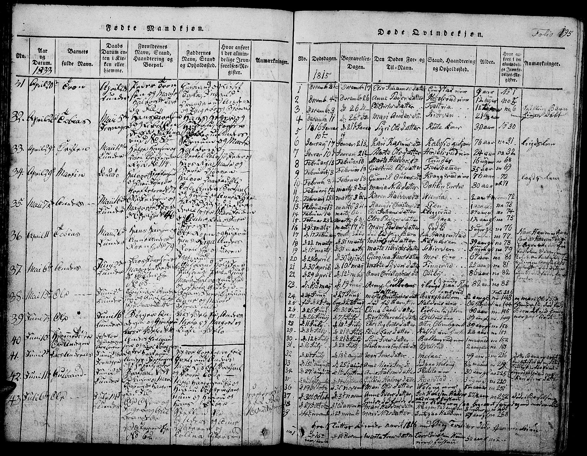 Jevnaker prestekontor, SAH/PREST-116/H/Ha/Hab/L0001: Parish register (copy) no. 1, 1815-1837, p. 95