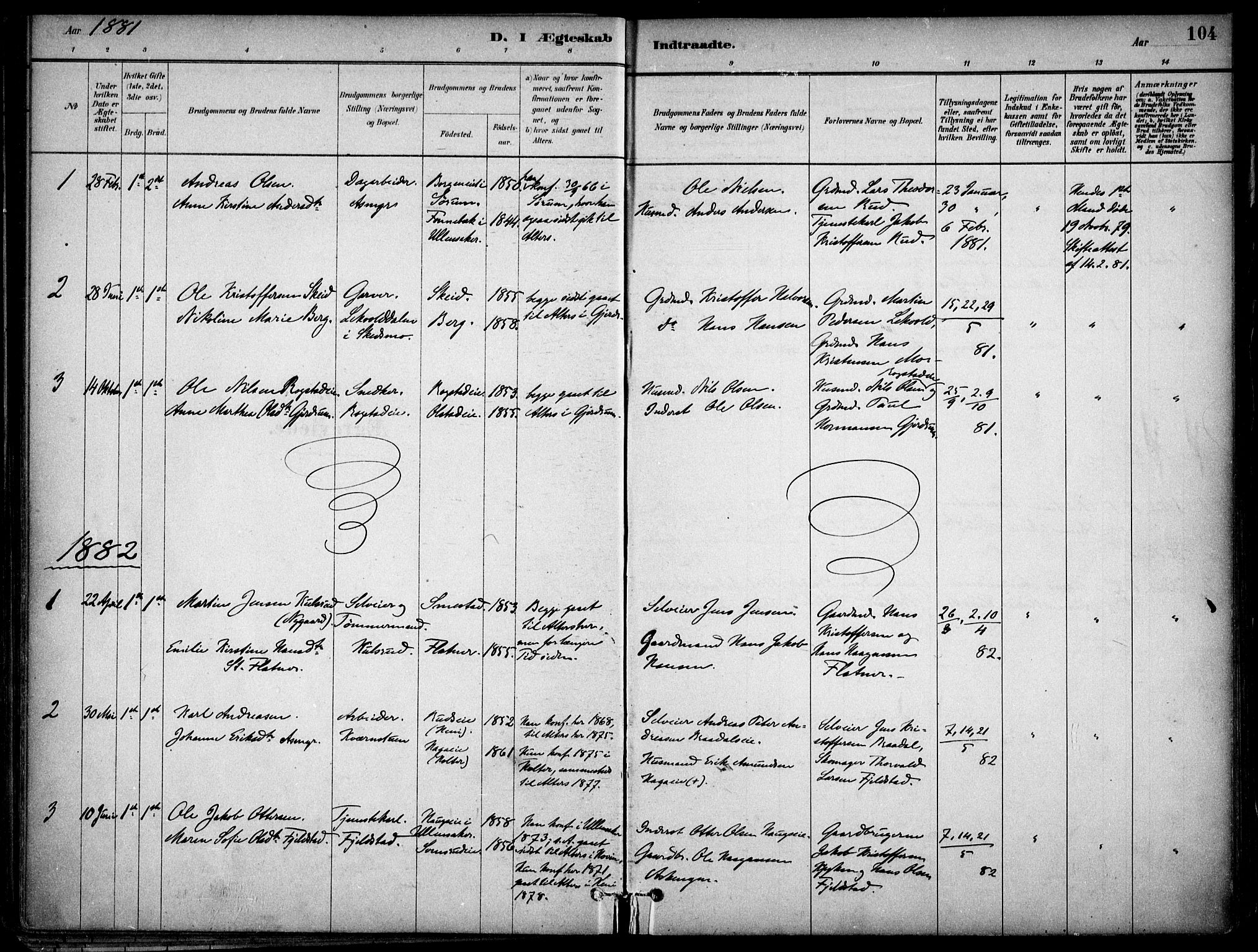 Gjerdrum prestekontor Kirkebøker, AV/SAO-A-10412b/F/Fa/L0009: Parish register (official) no. I 9, 1881-1916, p. 104