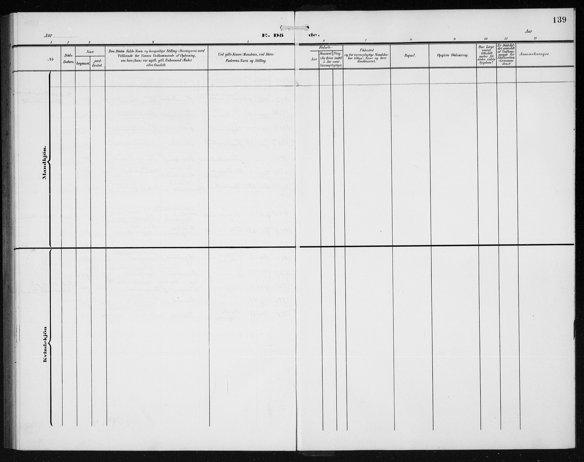 Hægebostad sokneprestkontor, SAK/1111-0024/F/Fb/Fba/L0005: Parish register (copy) no. B 5, 1907-1931, p. 139