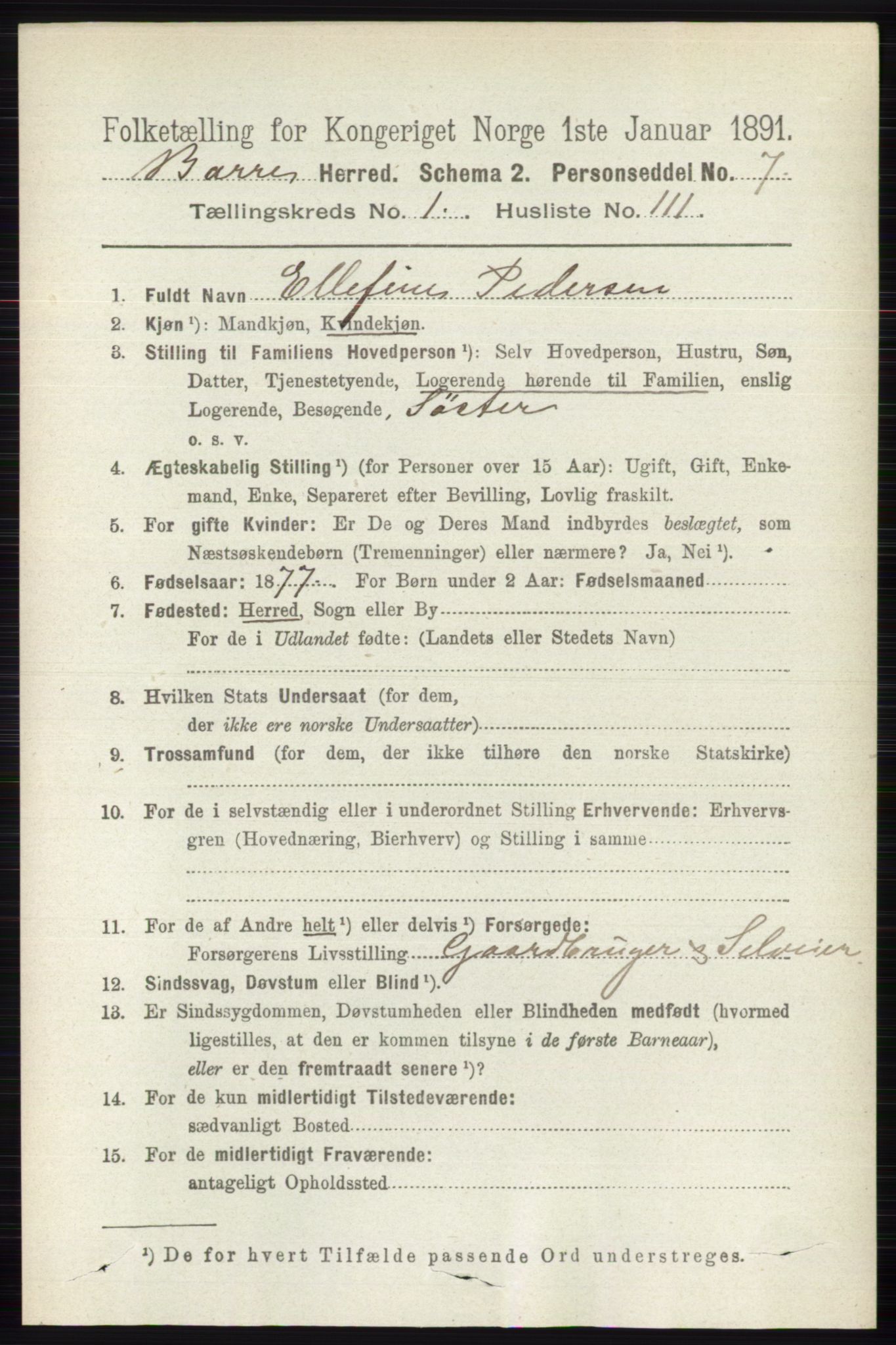 RA, 1891 census for 0717 Borre, 1891, p. 737