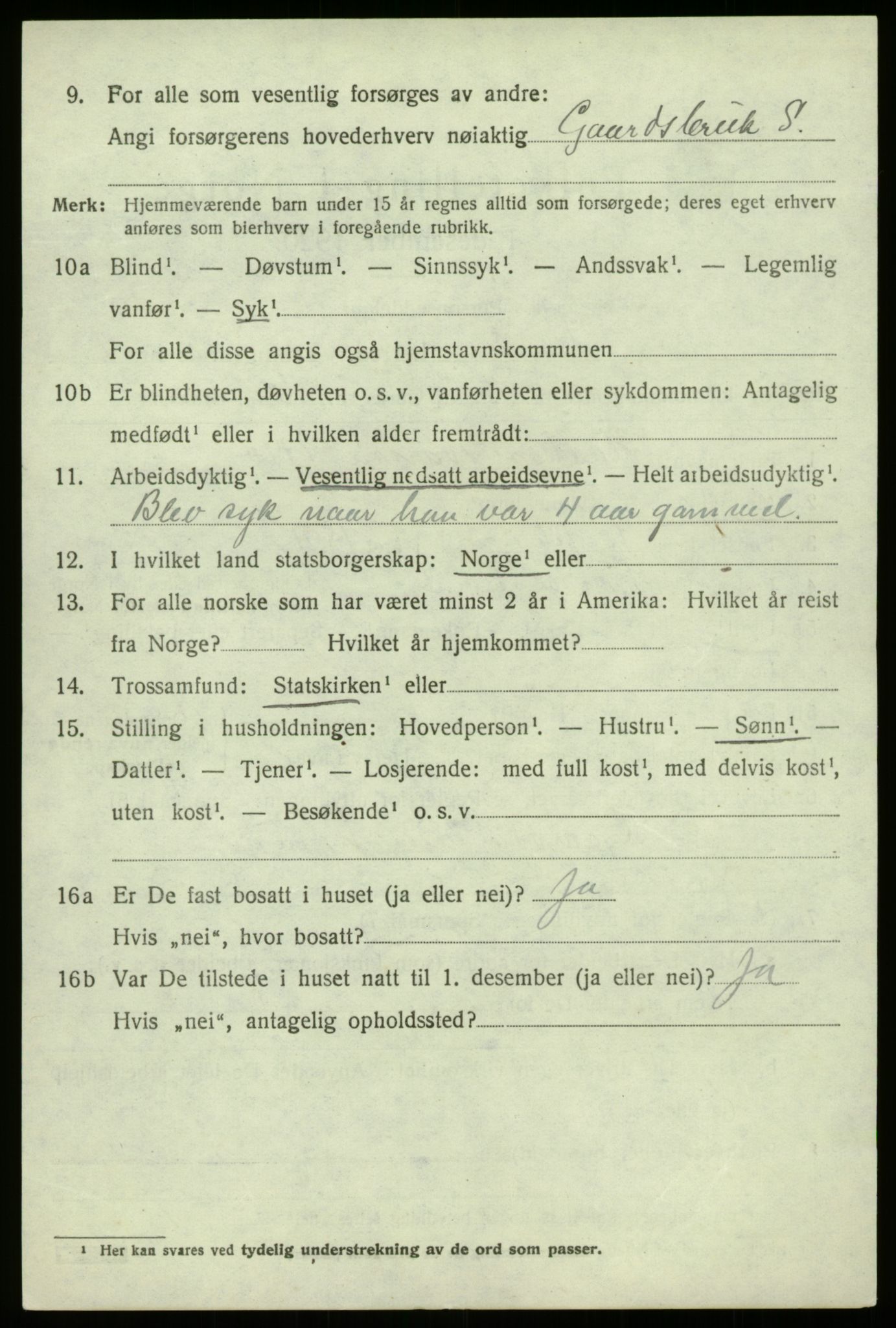 SAB, 1920 census for Lærdal, 1920, p. 1231