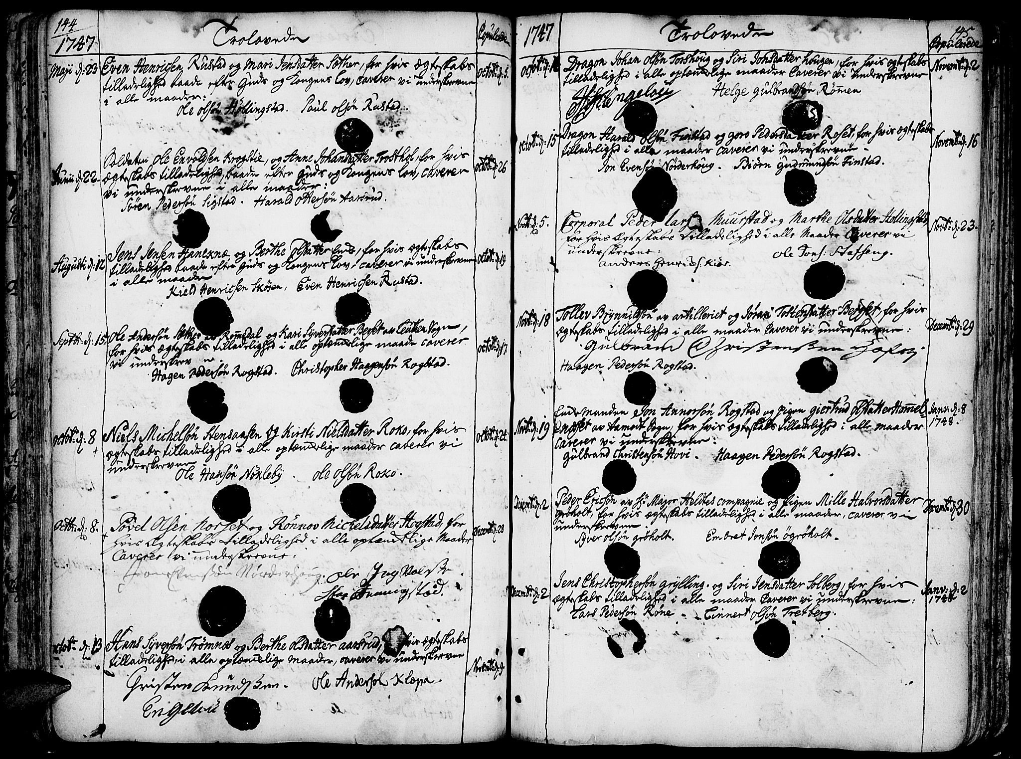 Løten prestekontor, AV/SAH-PREST-022/K/Ka/L0002: Parish register (official) no. 2, 1731-1772, p. 144-145