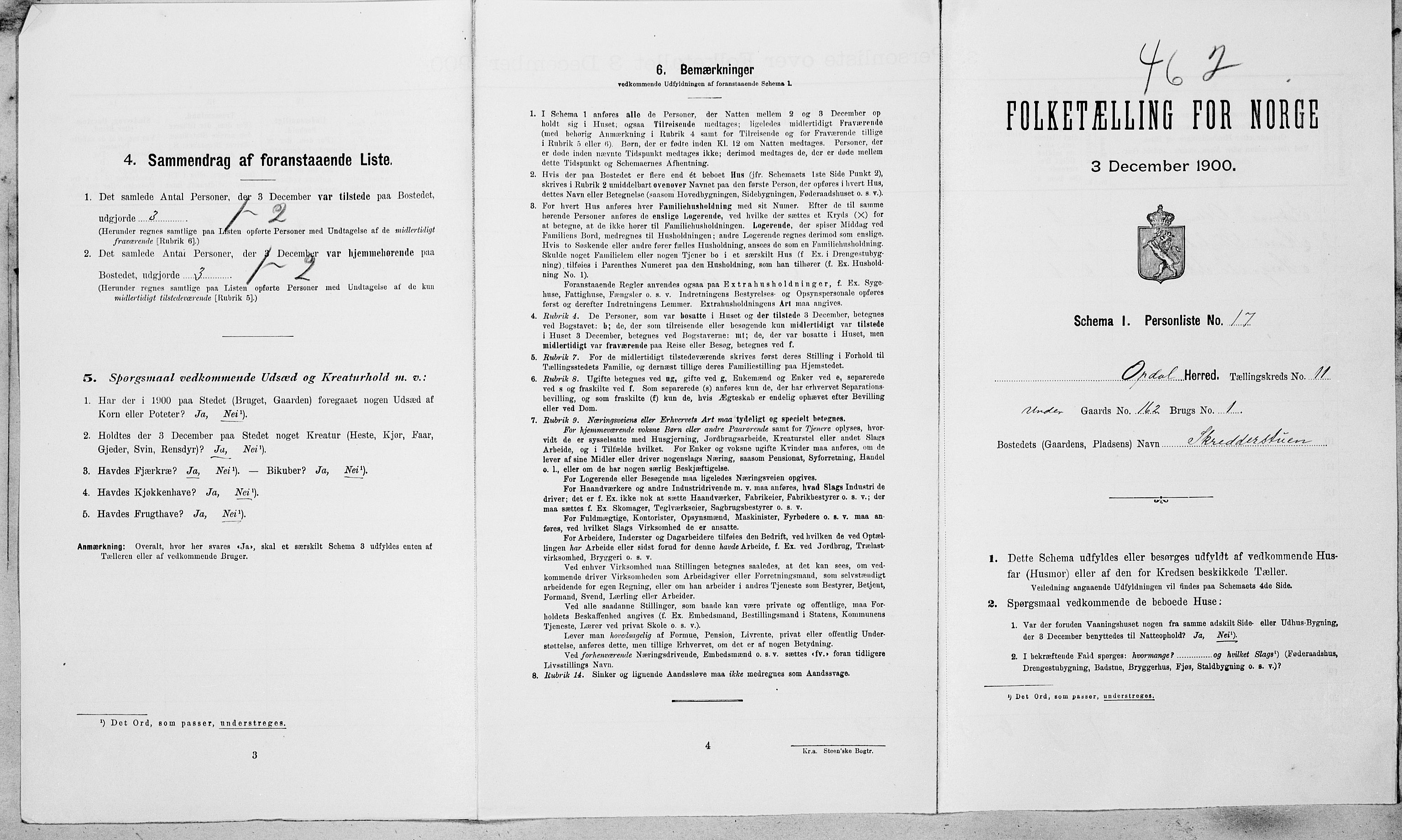 SAT, 1900 census for Oppdal, 1900, p. 882