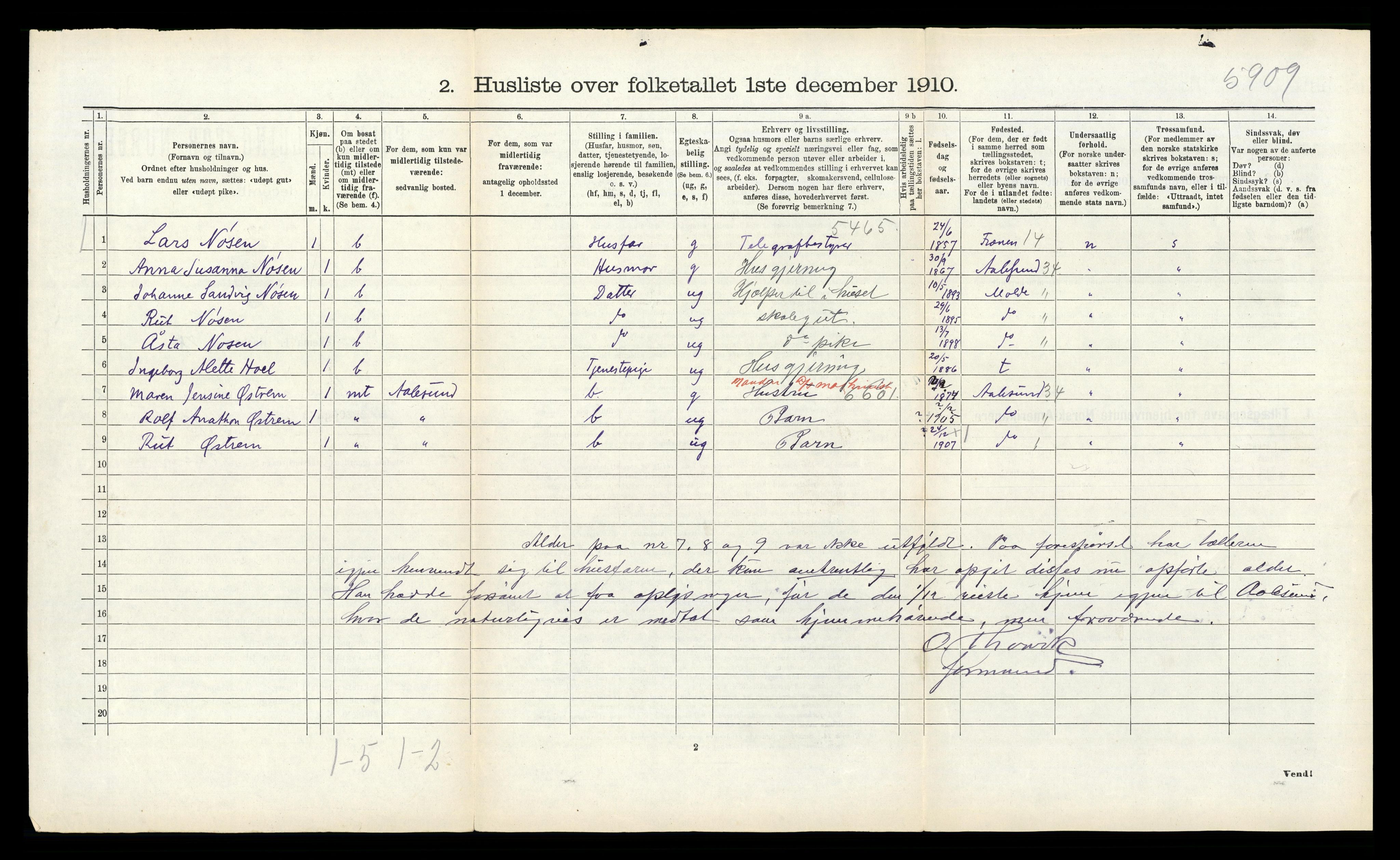 RA, 1910 census for Bolsøy, 1910, p. 344