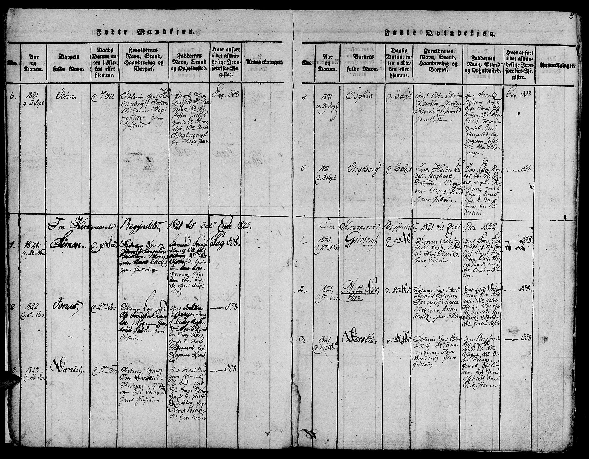 Ministerialprotokoller, klokkerbøker og fødselsregistre - Sør-Trøndelag, AV/SAT-A-1456/685/L0954: Parish register (official) no. 685A03 /1, 1817-1829, p. 8