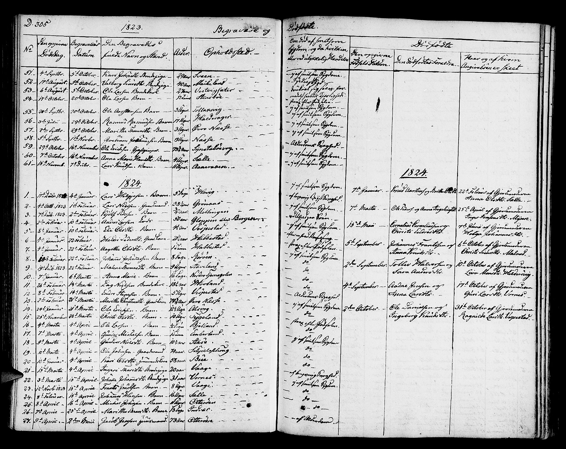 Finnås sokneprestembete, SAB/A-99925/H/Ha/Haa/Haaa/L0005: Parish register (official) no. A 5, 1823-1835, p. 305