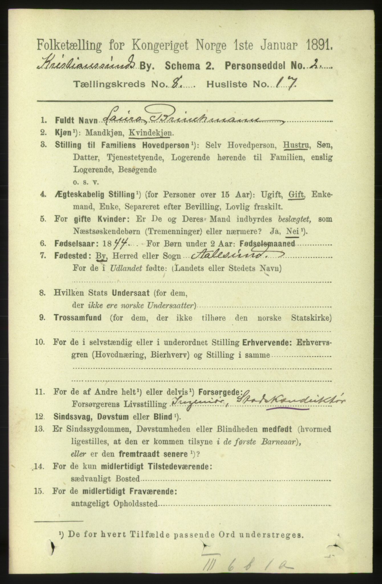 RA, 1891 census for 1503 Kristiansund, 1891, p. 6549