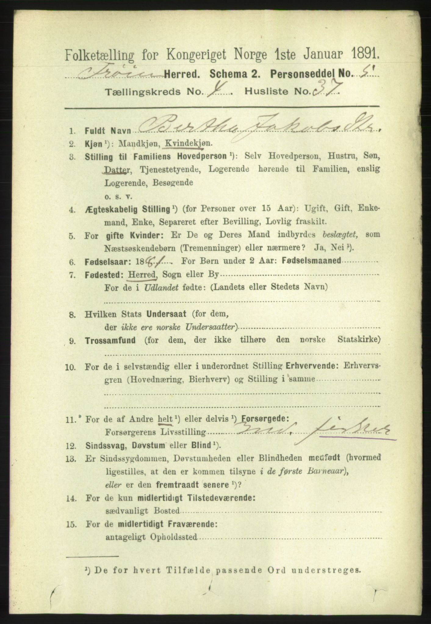 RA, 1891 census for 1619 Frøya, 1891, p. 3222