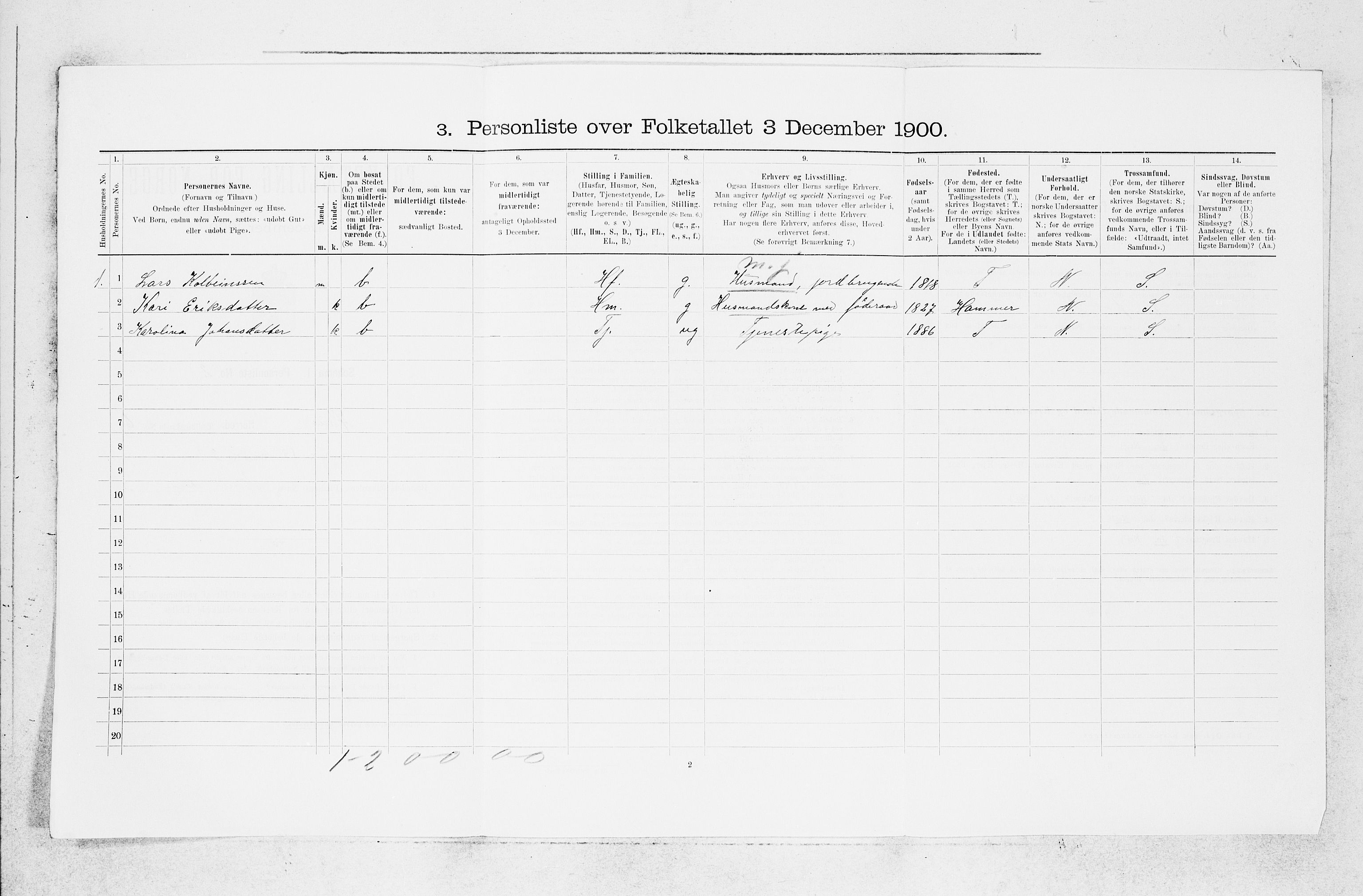 SAB, 1900 census for Haus, 1900, p. 718