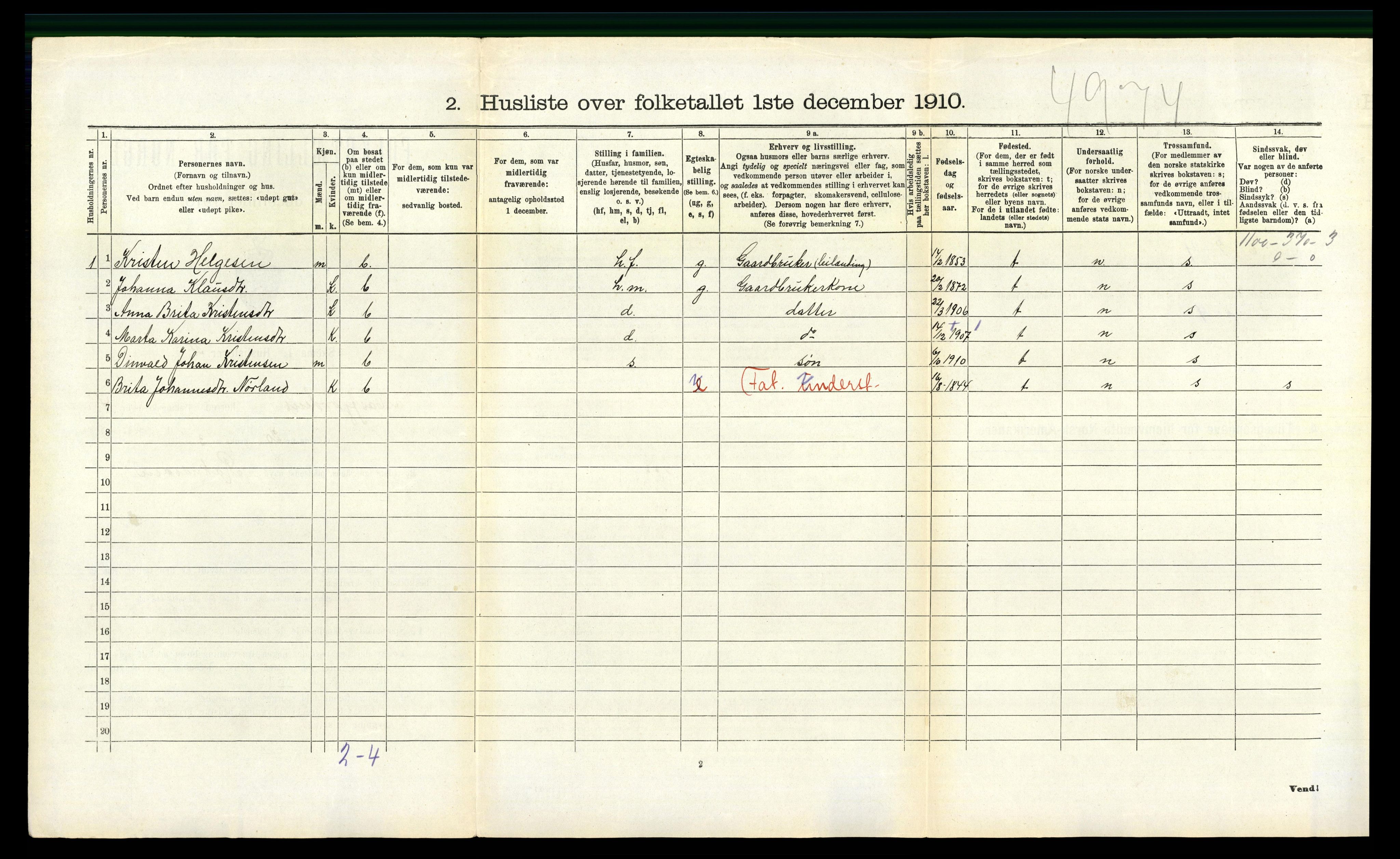 RA, 1910 census for Masfjorden, 1910, p. 311