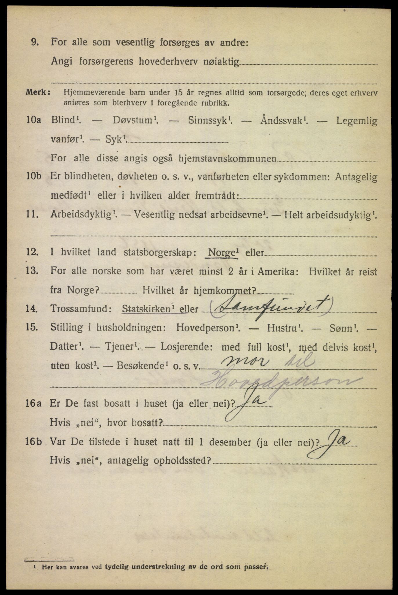 SAK, 1920 census for Randesund, 1920, p. 2709