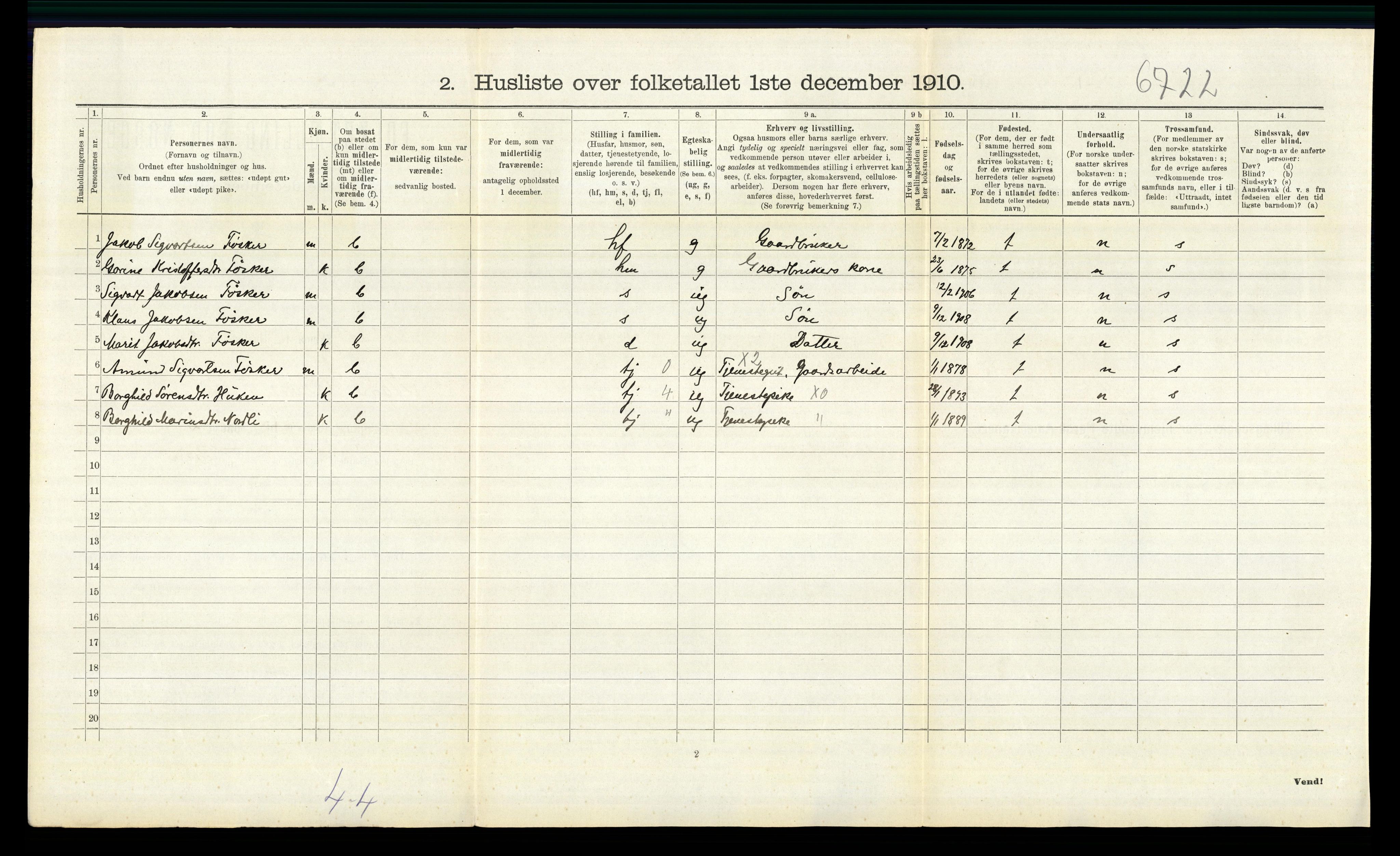 RA, 1910 census for Nord-Odal, 1910, p. 346