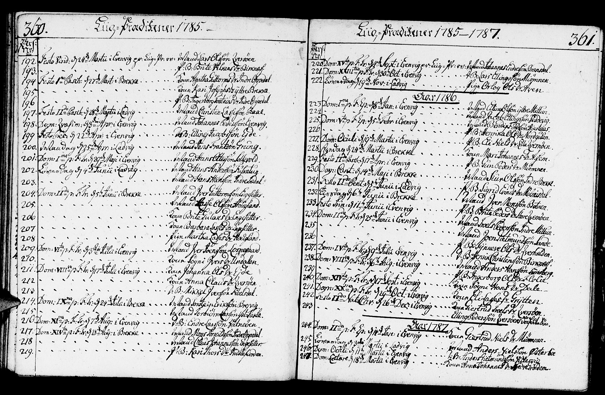 Gulen sokneprestembete, SAB/A-80201/H/Haa/Haaa/L0014: Parish register (official) no. A 14, 1779-1788, p. 360-361