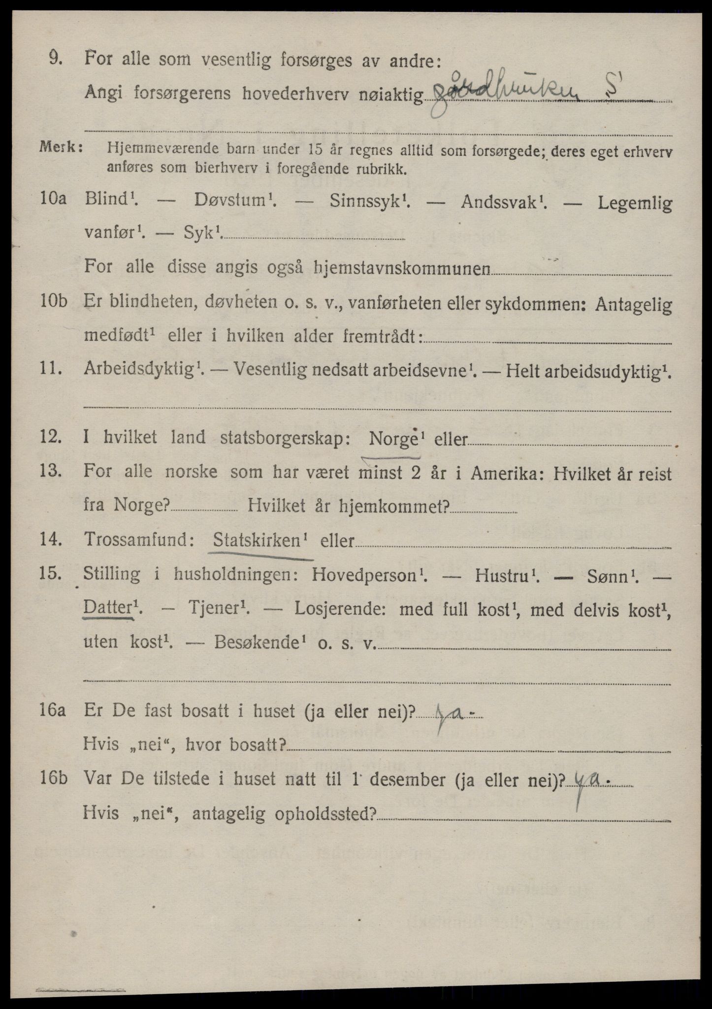 SAT, 1920 census for Borgund, 1920, p. 12913