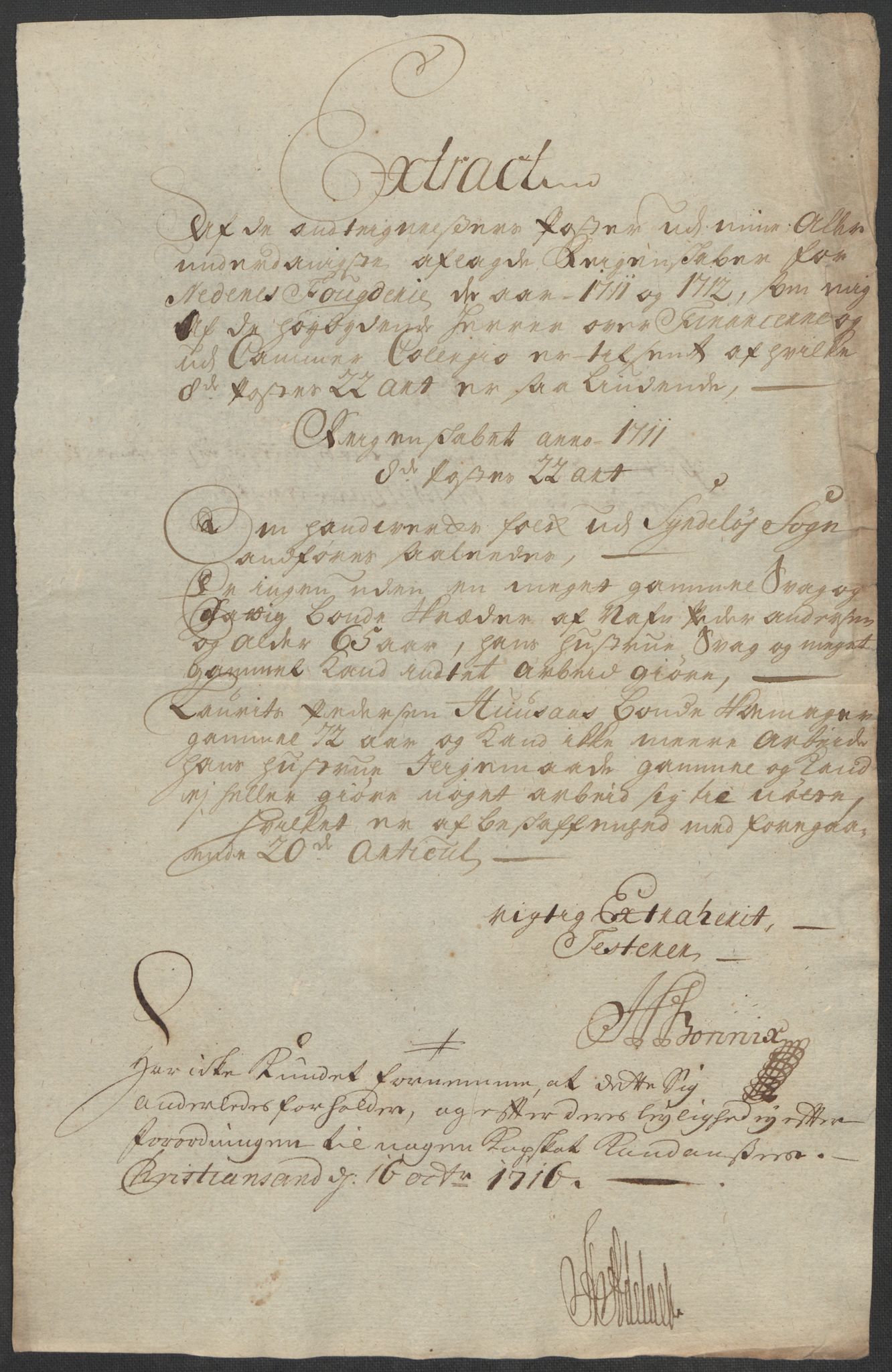 Rentekammeret inntil 1814, Reviderte regnskaper, Fogderegnskap, AV/RA-EA-4092/R39/L2320: Fogderegnskap Nedenes, 1712, p. 566