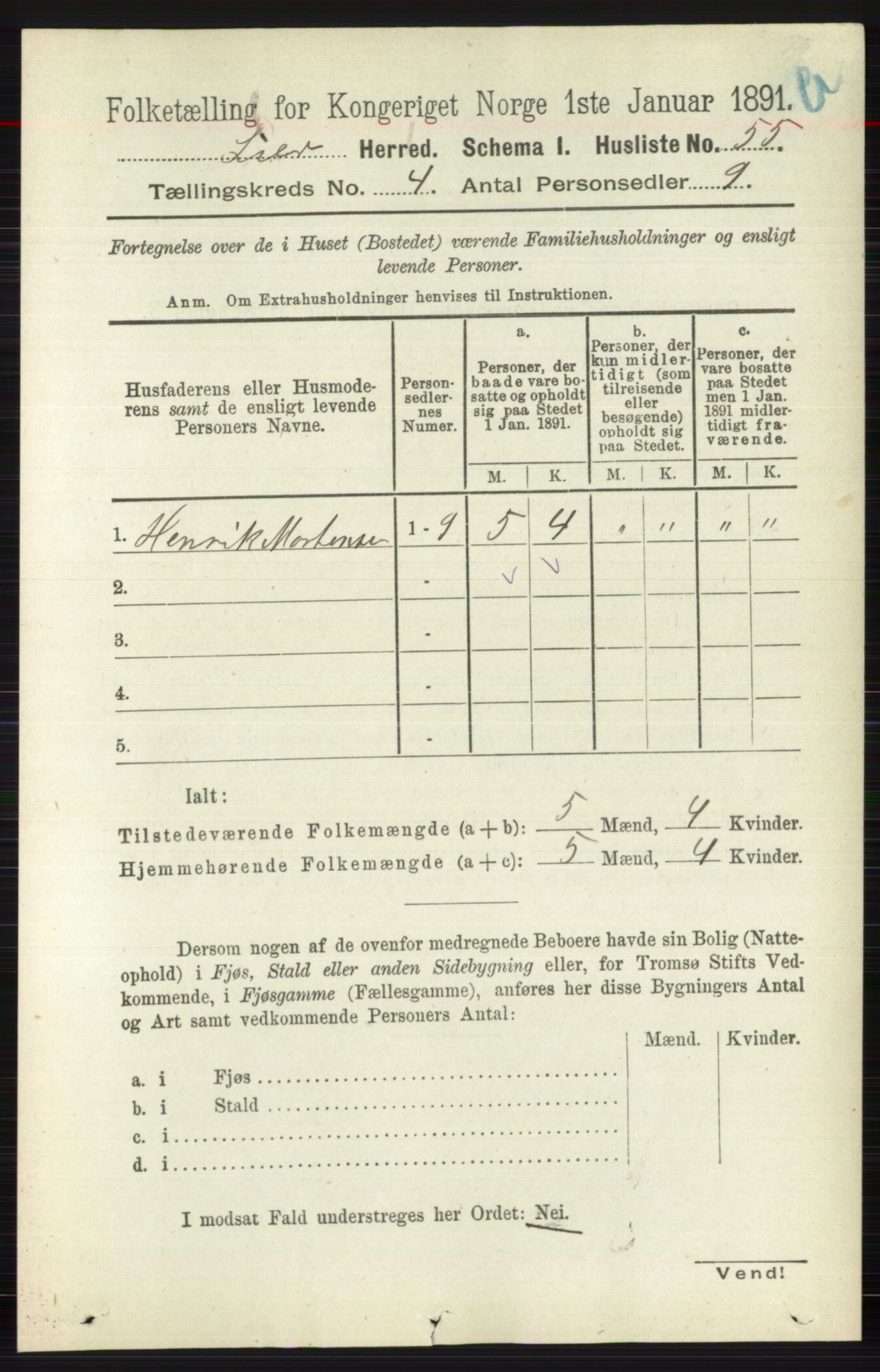 RA, 1891 census for 0626 Lier, 1891, p. 2861