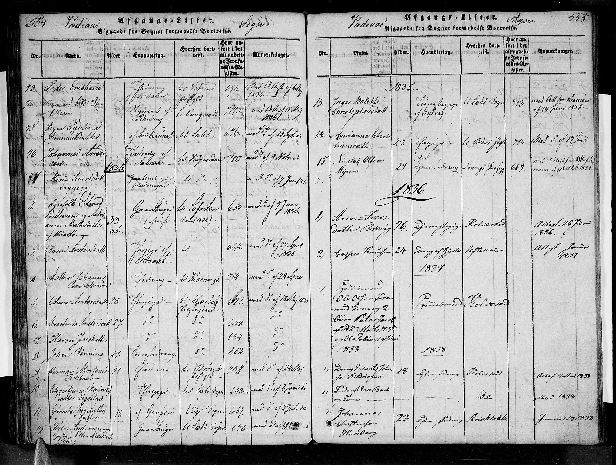 Ministerialprotokoller, klokkerbøker og fødselsregistre - Nordland, AV/SAT-A-1459/810/L0142: Parish register (official) no. 810A06 /1, 1819-1841, p. 554-555