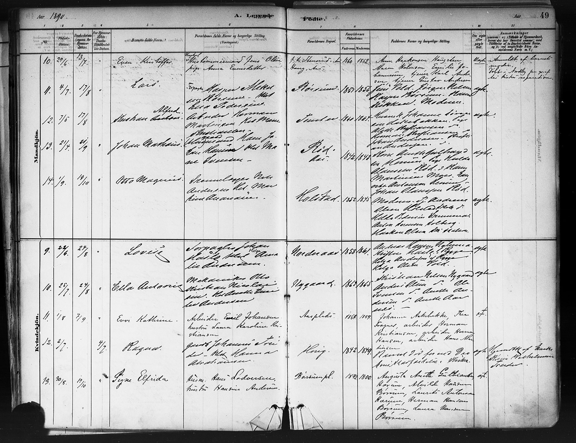 Ås prestekontor Kirkebøker, AV/SAO-A-10894/F/Fa/L0009: Parish register (official) no. I 9, 1881-1900, p. 49