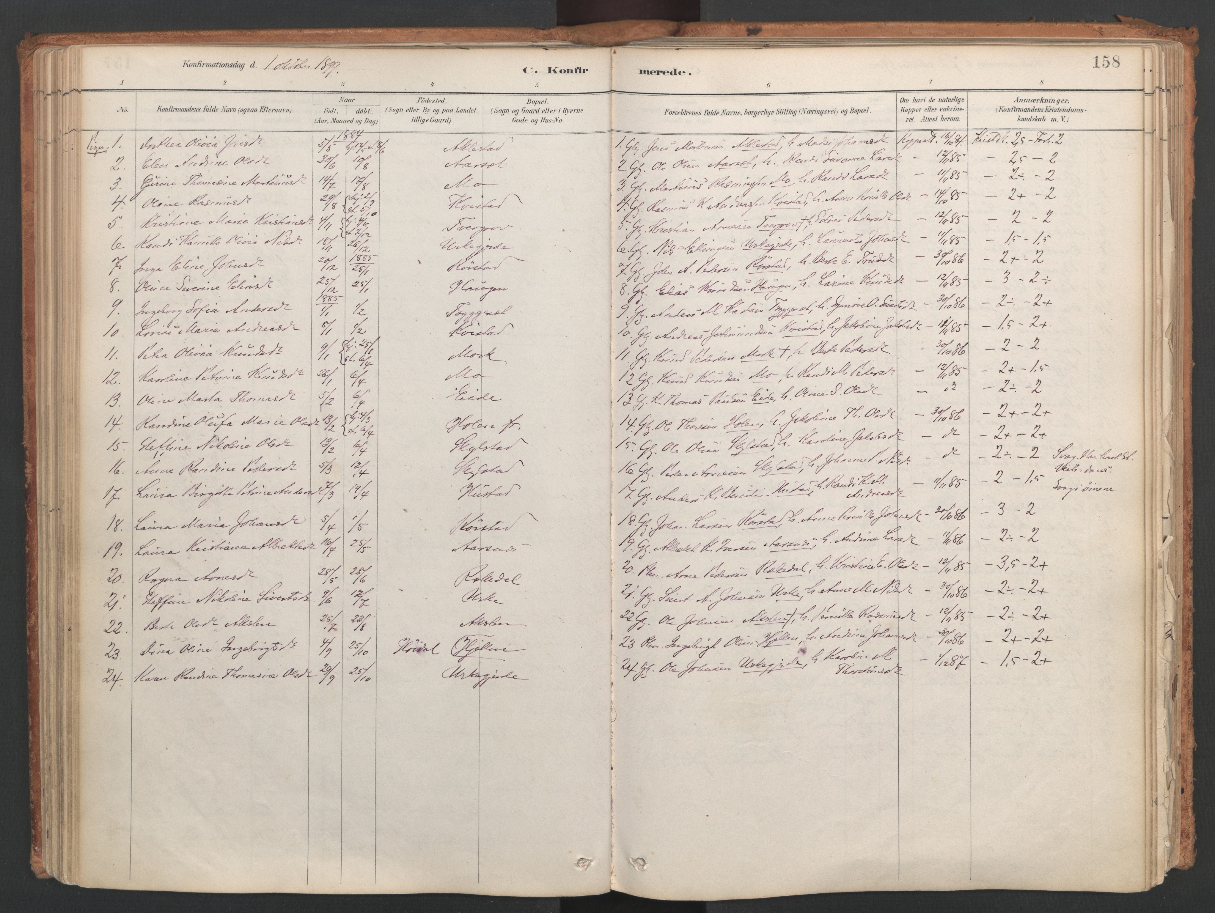 Ministerialprotokoller, klokkerbøker og fødselsregistre - Møre og Romsdal, AV/SAT-A-1454/515/L0211: Parish register (official) no. 515A07, 1886-1910, p. 158