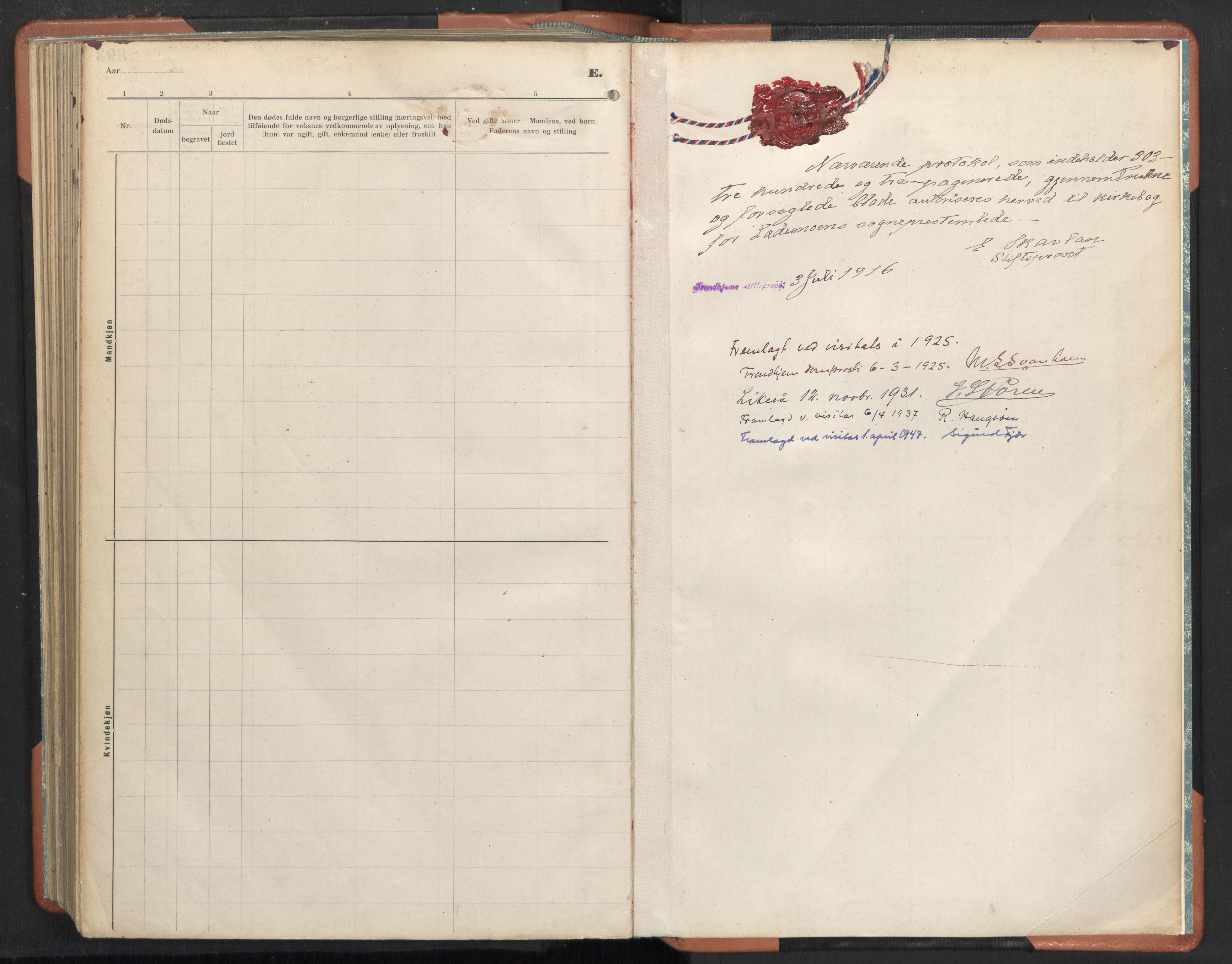 Ministerialprotokoller, klokkerbøker og fødselsregistre - Sør-Trøndelag, AV/SAT-A-1456/605/L0245: Parish register (official) no. 605A07, 1916-1938