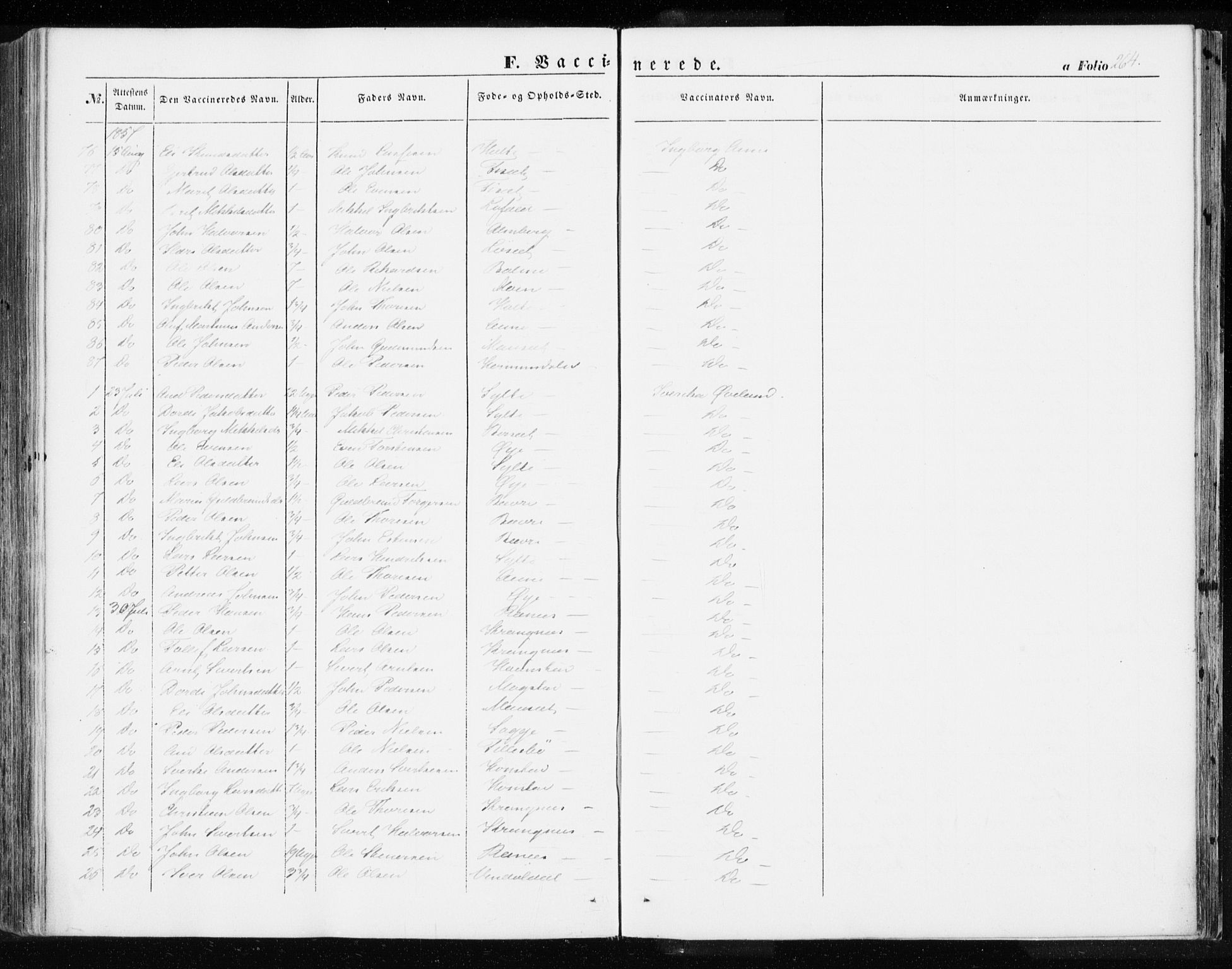 Ministerialprotokoller, klokkerbøker og fødselsregistre - Møre og Romsdal, AV/SAT-A-1454/595/L1044: Parish register (official) no. 595A06, 1852-1863, p. 264