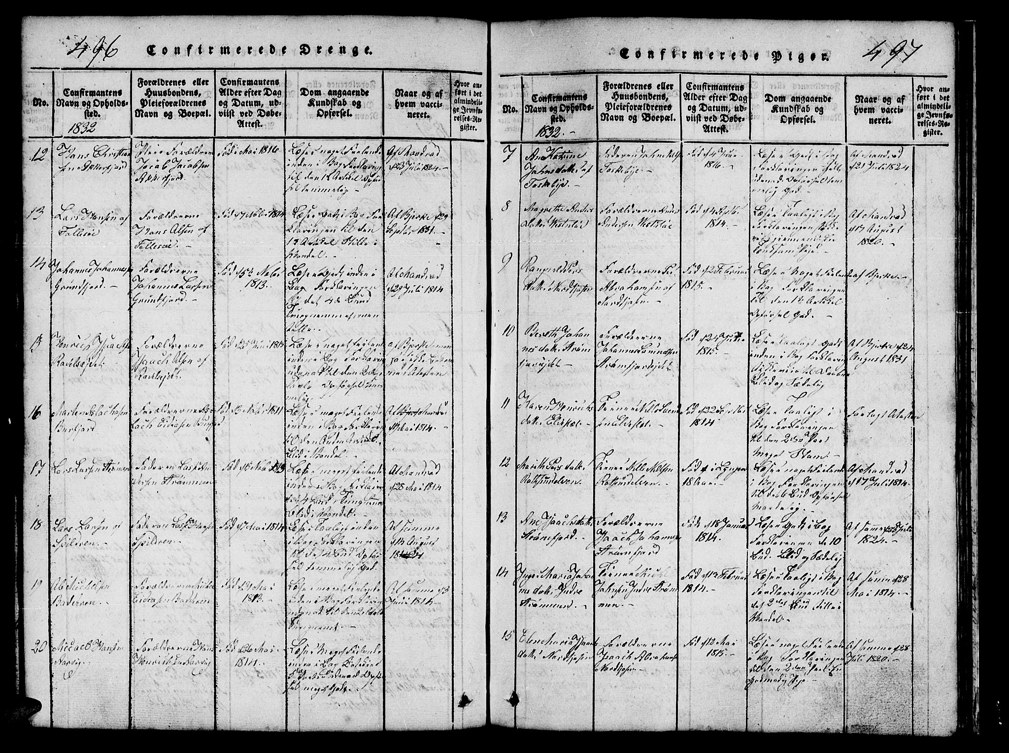 Skjervøy sokneprestkontor, AV/SATØ-S-1300/H/Ha/Hab/L0001klokker: Parish register (copy) no. 1, 1825-1838, p. 496-497