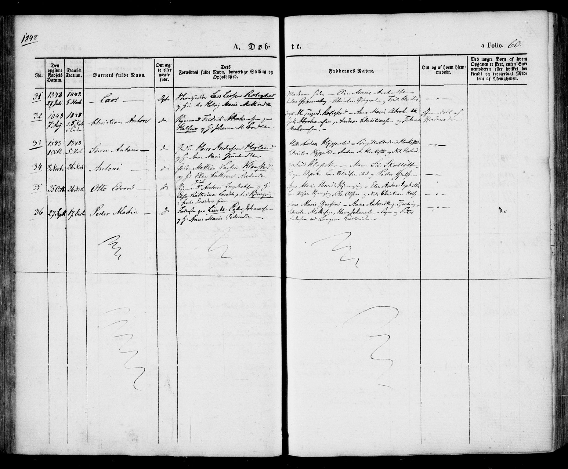 Tjølling kirkebøker, AV/SAKO-A-60/F/Fa/L0006: Parish register (official) no. 6, 1835-1859, p. 60