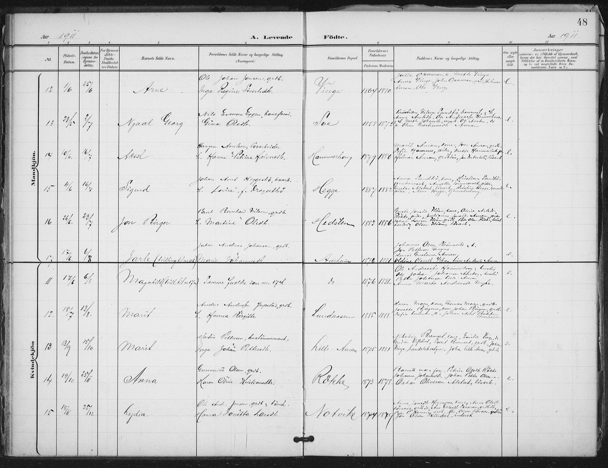 Ministerialprotokoller, klokkerbøker og fødselsregistre - Nord-Trøndelag, AV/SAT-A-1458/712/L0101: Parish register (official) no. 712A02, 1901-1916, p. 48