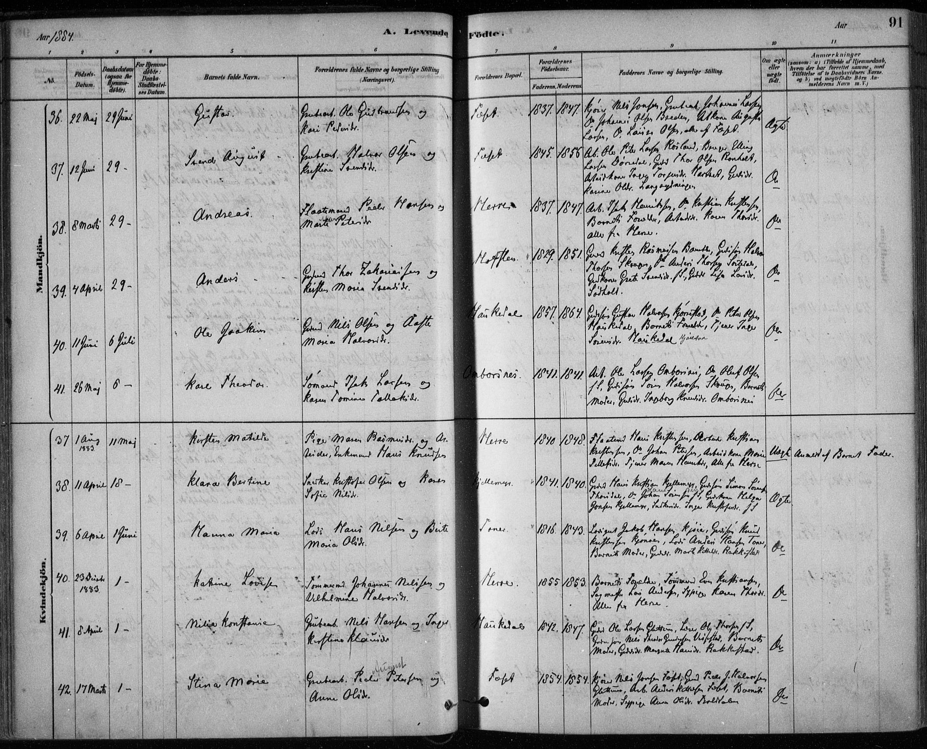 Bamble kirkebøker, AV/SAKO-A-253/F/Fa/L0007: Parish register (official) no. I 7, 1878-1888, p. 91