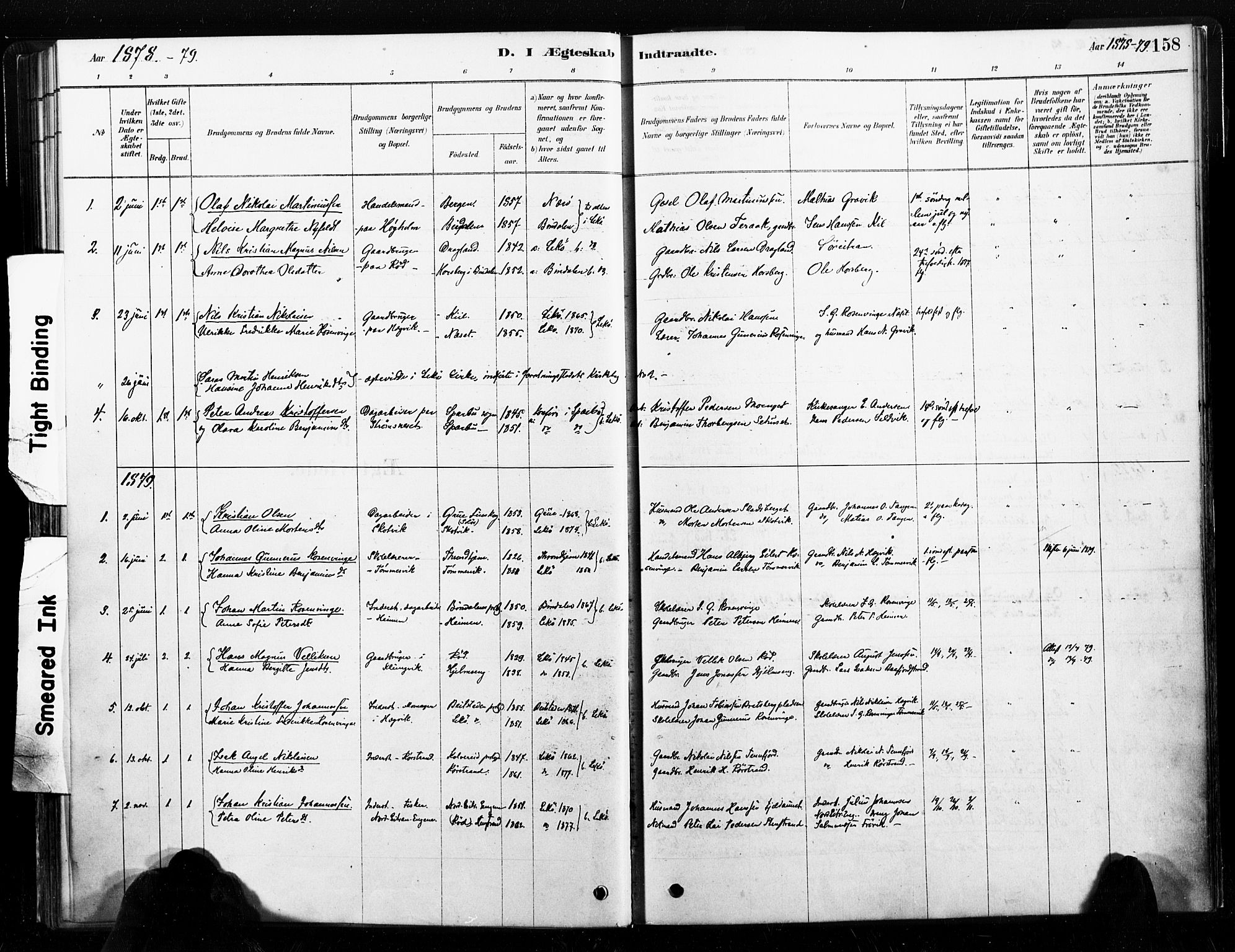 Ministerialprotokoller, klokkerbøker og fødselsregistre - Nord-Trøndelag, SAT/A-1458/789/L0705: Parish register (official) no. 789A01, 1878-1910, p. 158