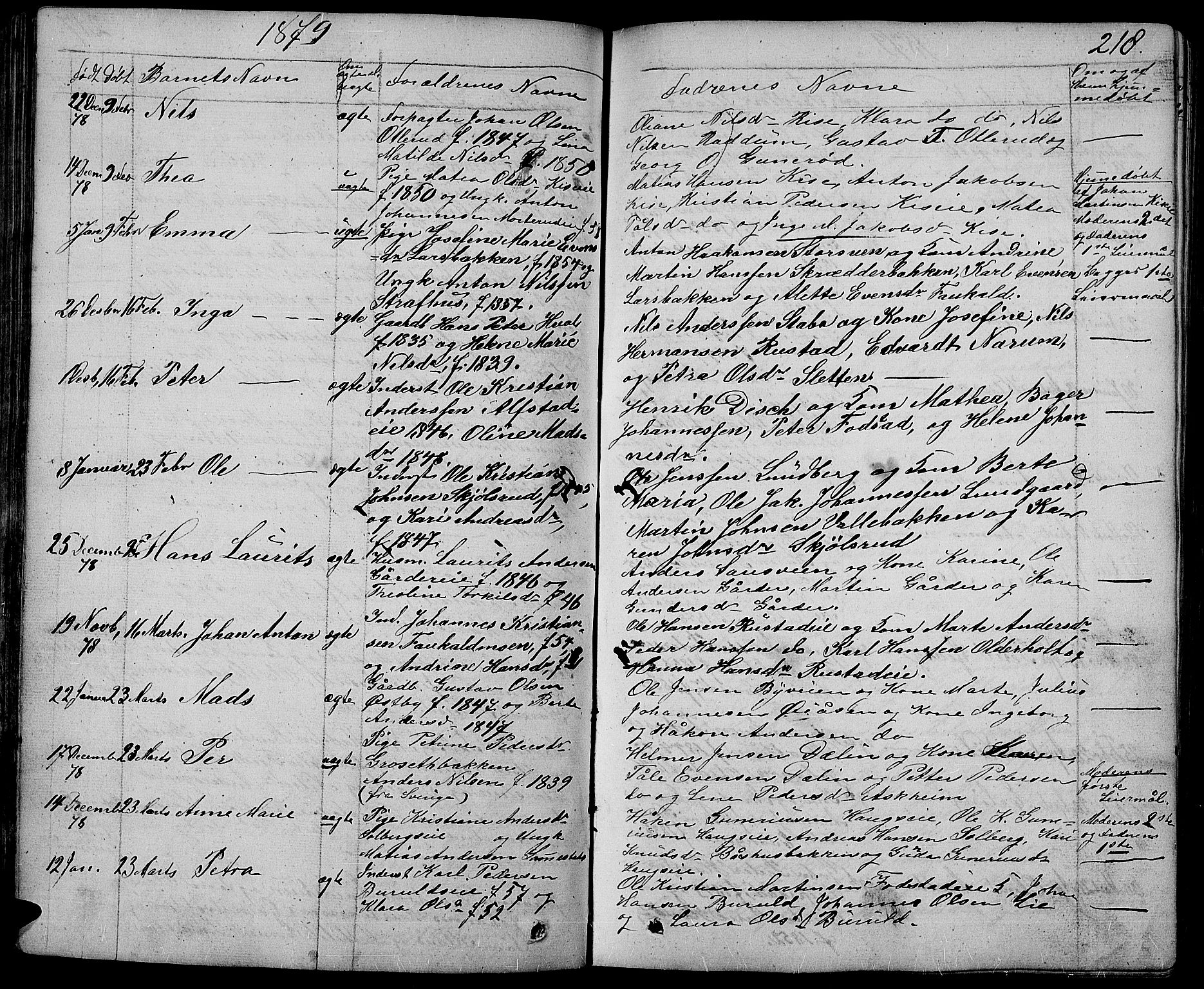 Østre Toten prestekontor, SAH/PREST-104/H/Ha/Hab/L0004: Parish register (copy) no. 4, 1858-1886, p. 218