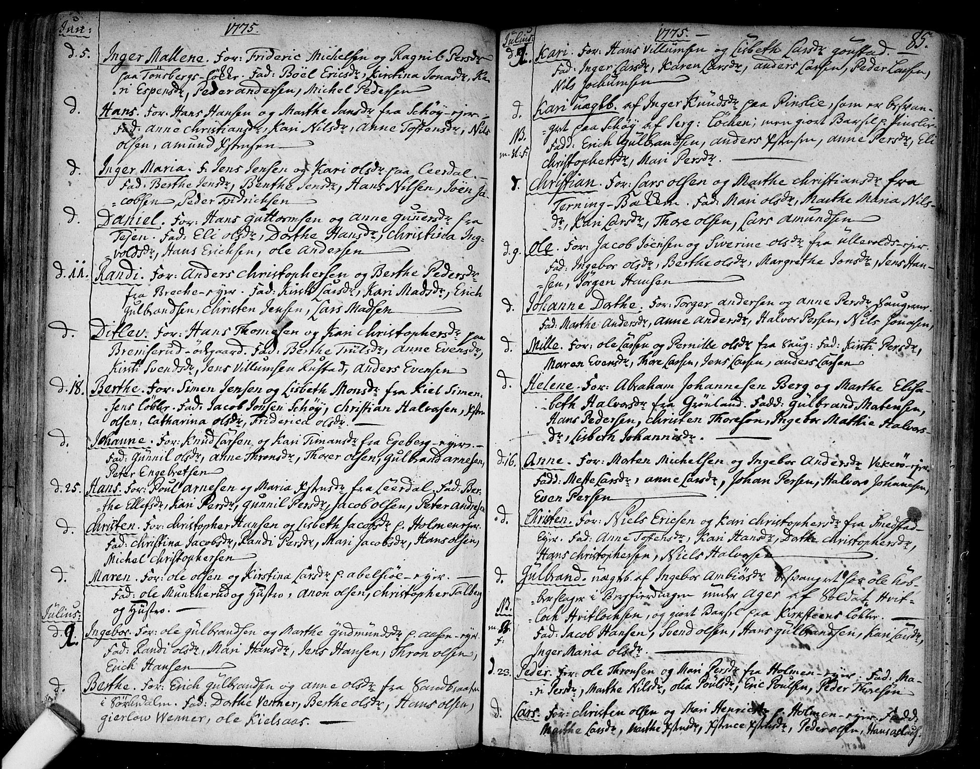 Aker prestekontor kirkebøker, SAO/A-10861/F/L0009: Parish register (official) no. 9, 1765-1785, p. 85